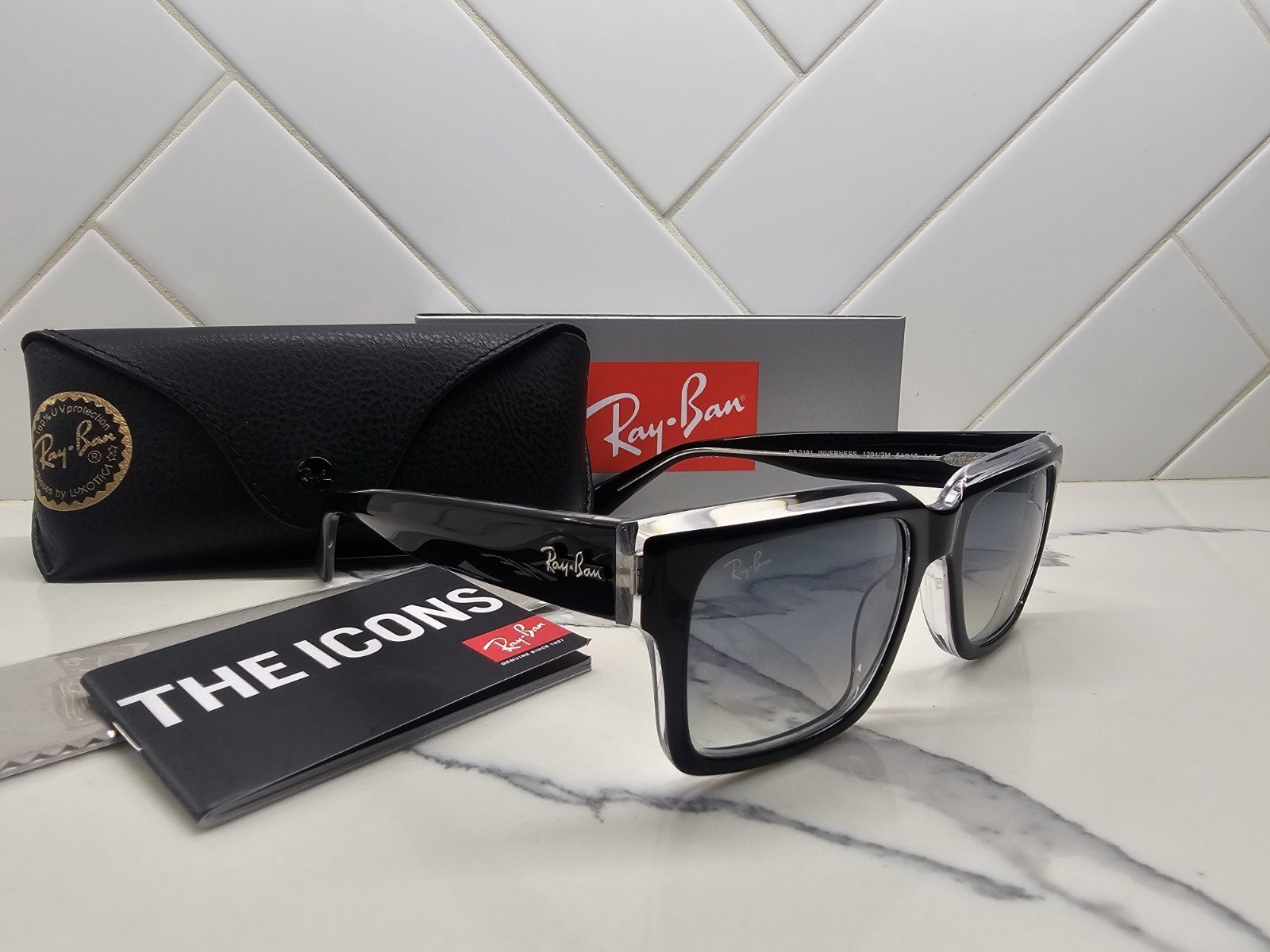 NEW Ray-Ban Inverness Transparent Black Blue Gradient Sunglasses RB2191 TRENDY