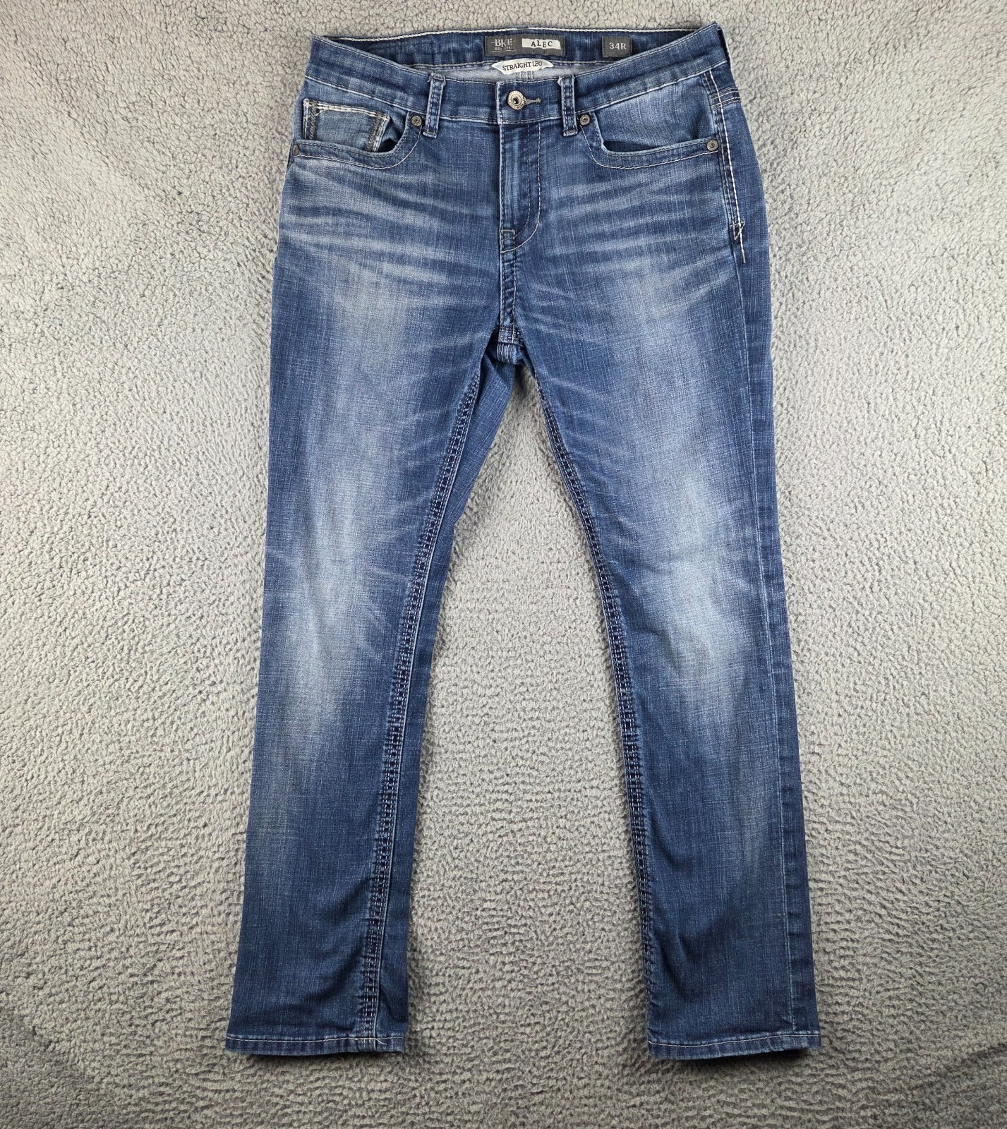 BKE Alec Jeans Mens 34R (33×31) Blue Straight Denim Stretch Casual