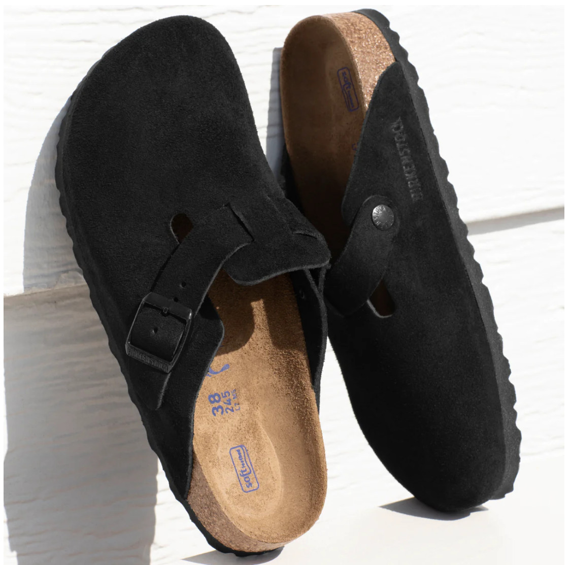 Birkenstock Boston Suede Leather Soft Footbed Taupe/Black/Mocha/Clog Sandals