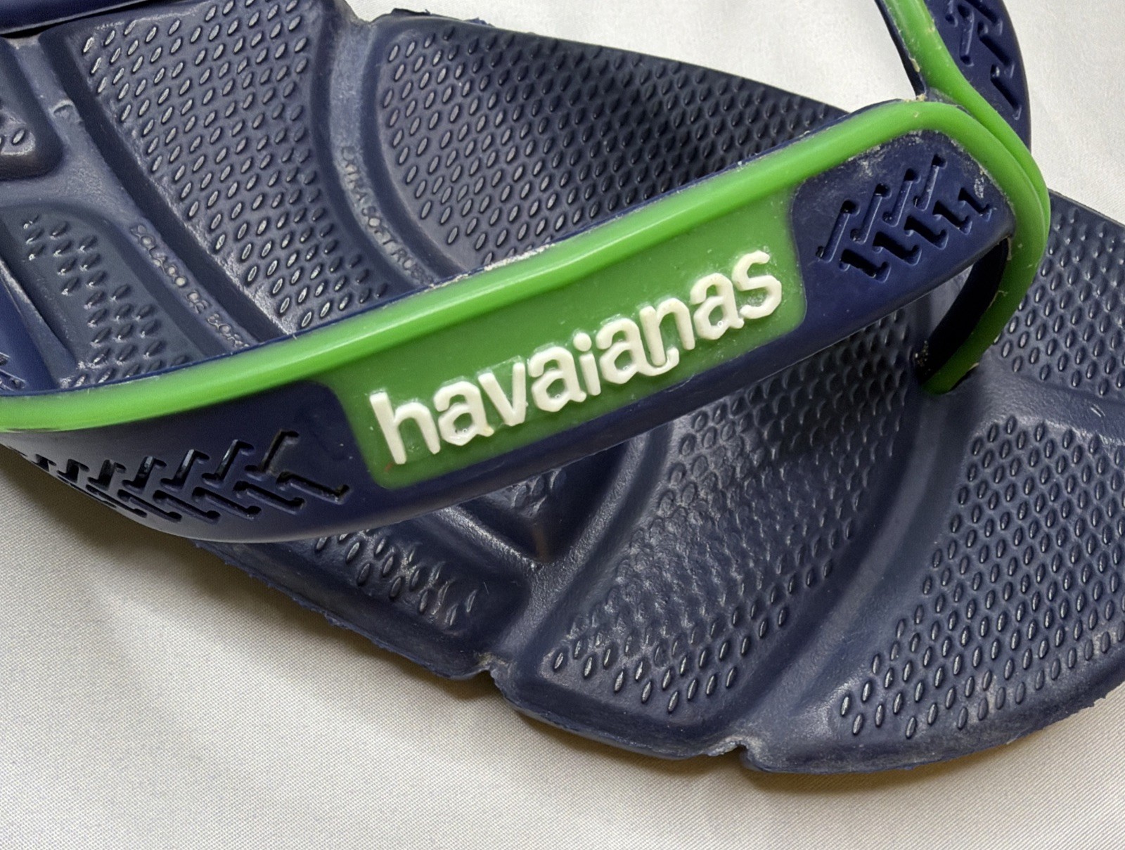 Havaianas Power Flip Flops Mens Size 9 To 10 Navy Blue Green Thong Sandals Beach
