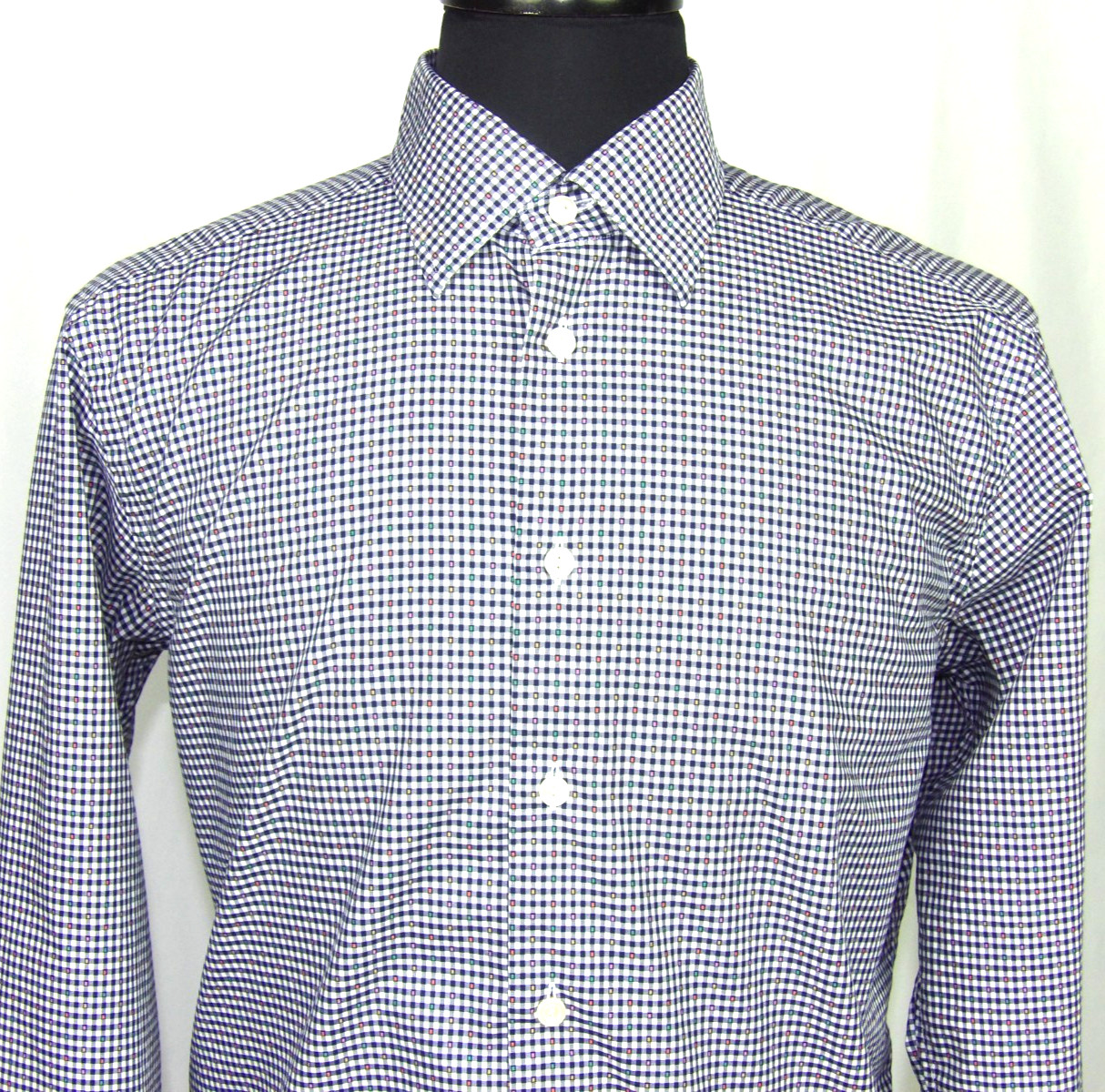 ETON Long Sleeved Check Polka Dot Slim Fit Button Up Dress Shirt Men’s 16.5 – 42