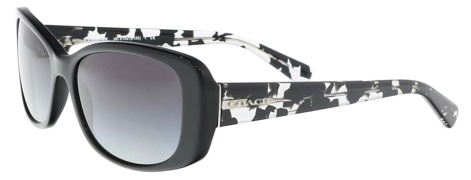 Coach Women’s HC8168 Sunglasses Black/Black Crystal Mosaic/Light Grey Gradient