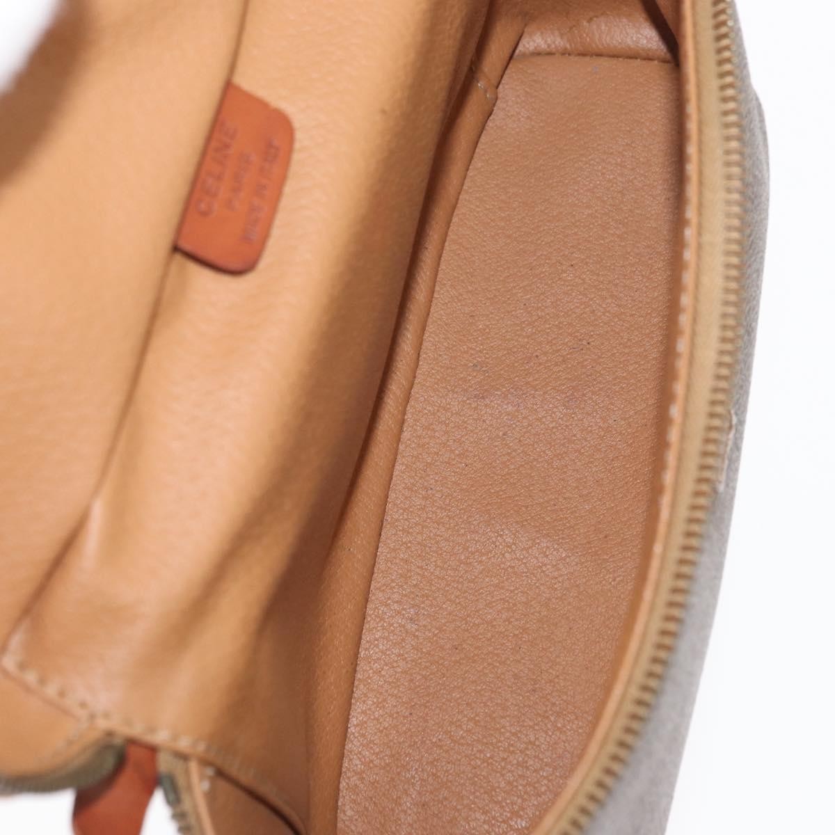 CELINE Macadam Canvas Vanity Pouch PVC Leather Brown Gold Auth ep12322