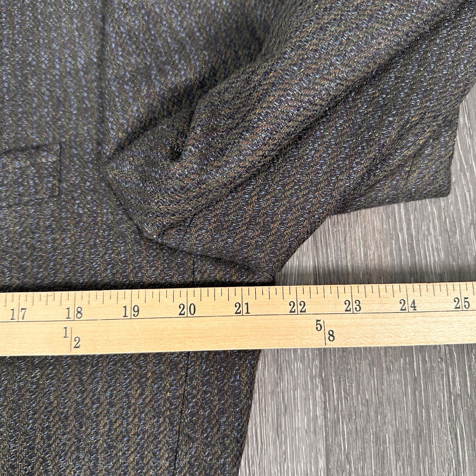 Kroon Sport Coat Mens 42L Brown Striped Tweed Wool Cashmere 2 Button Suit Jacket
