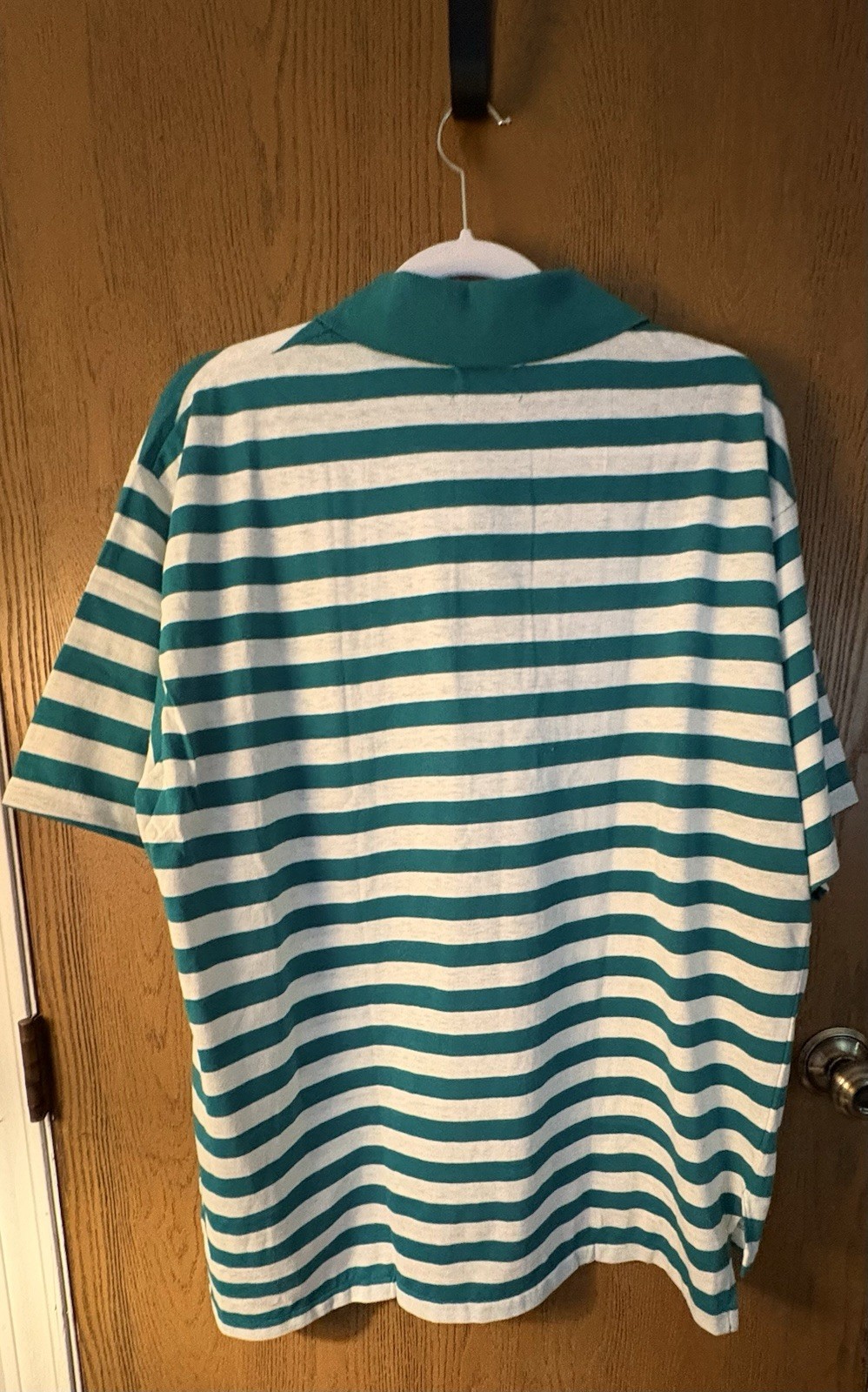 Stratum Men’s Big & Tall 2XL Cotton Polo Green/White Striped SS Collared Pocket
