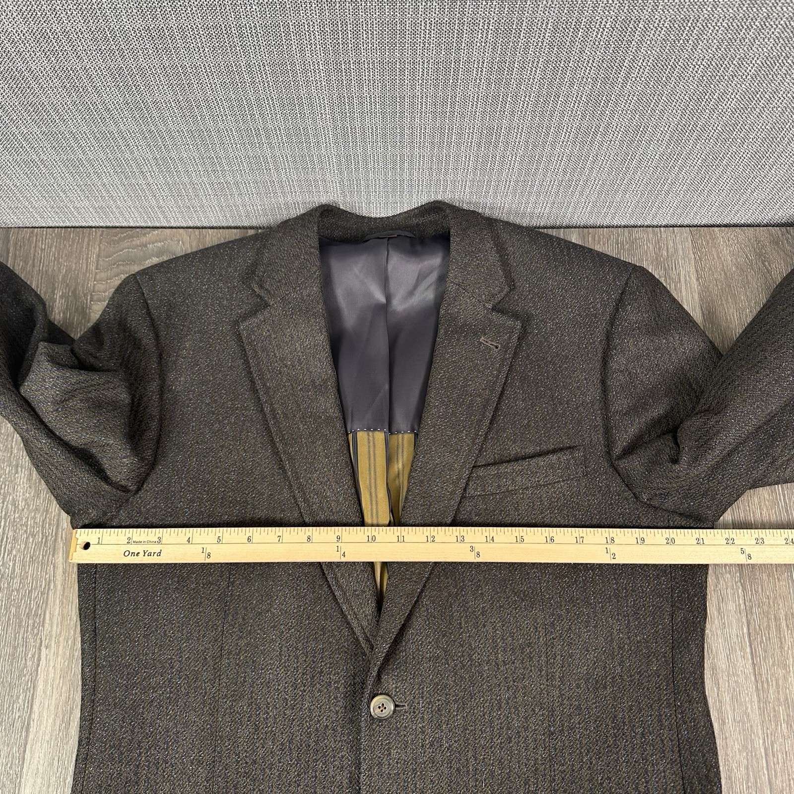 Kroon Sport Coat Mens 42L Brown Striped Tweed Wool Cashmere 2 Button Suit Jacket