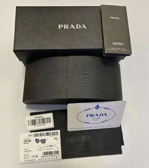 Prada PR 15WS Oversize Square Sunglasses Women Black White Frame UV400 Fast Ship