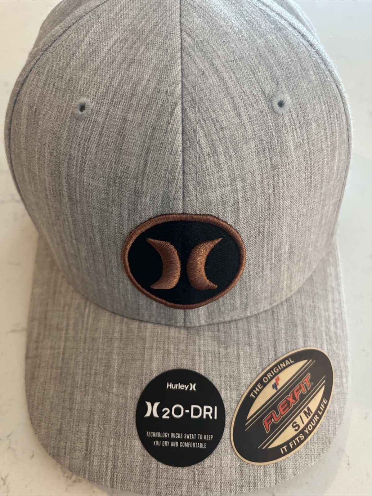 Hurley H2O Dri Super Icon Hat Gray Bronze Black Patch S/M Small Medium NWT