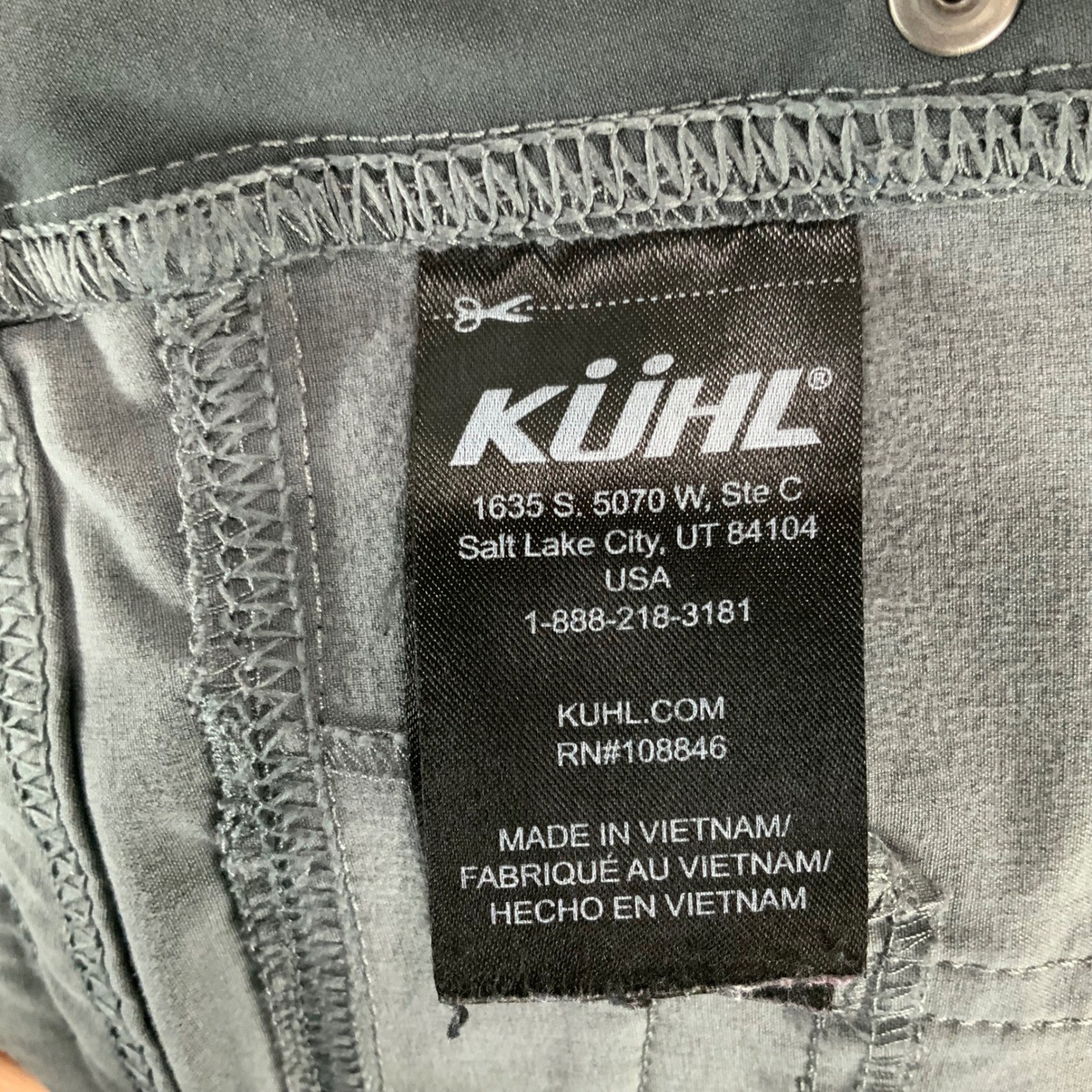 KUHL Gray Cargo Pants 6 Short Button Zip Fly Mid Rise Straight Leg Roll Up Snaps
