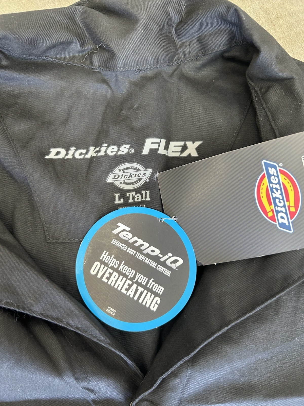 Dickies FLEX Performance Coverall Mens L Tall Black Long Sleeve Temp-iQ NWT