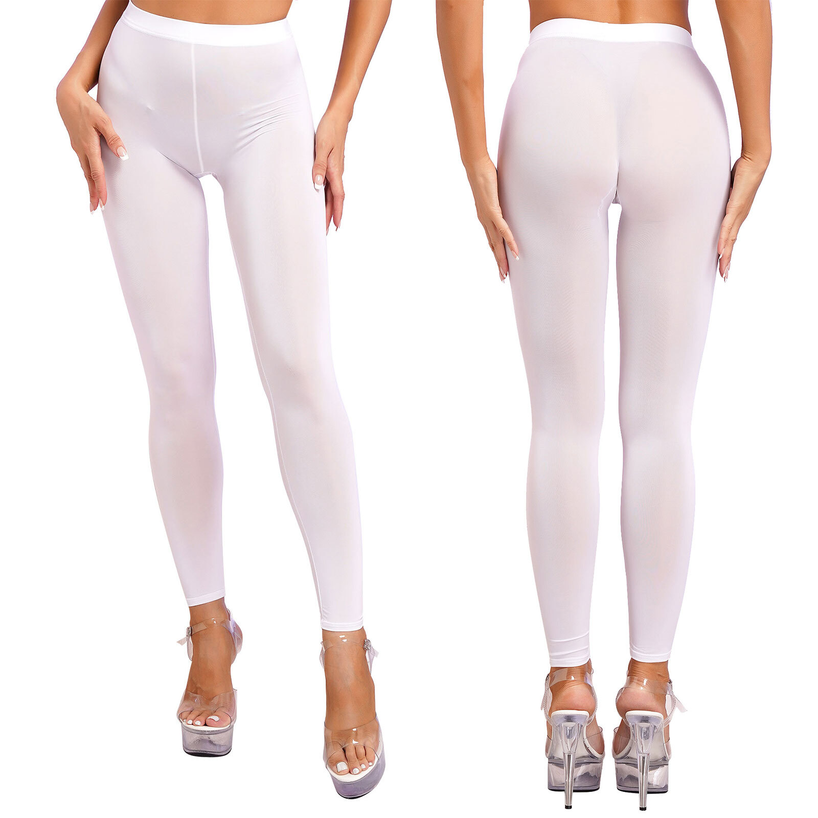 Sexy Womens See-Through Elastic Waistband Yoga Pants Footless Tights Clubwear