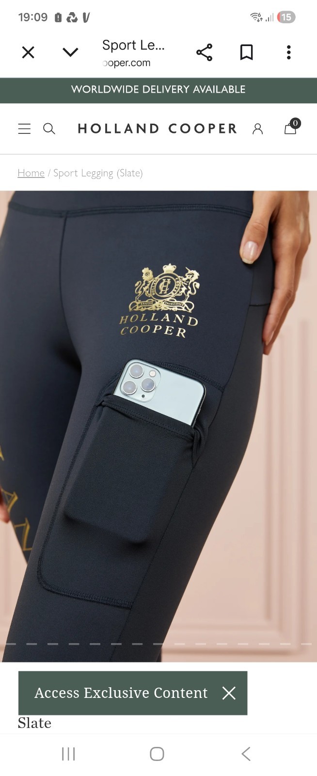HOLLAND COOPER SPORT LEGGING IN BLACK/GOLD. UK MEDIUM.