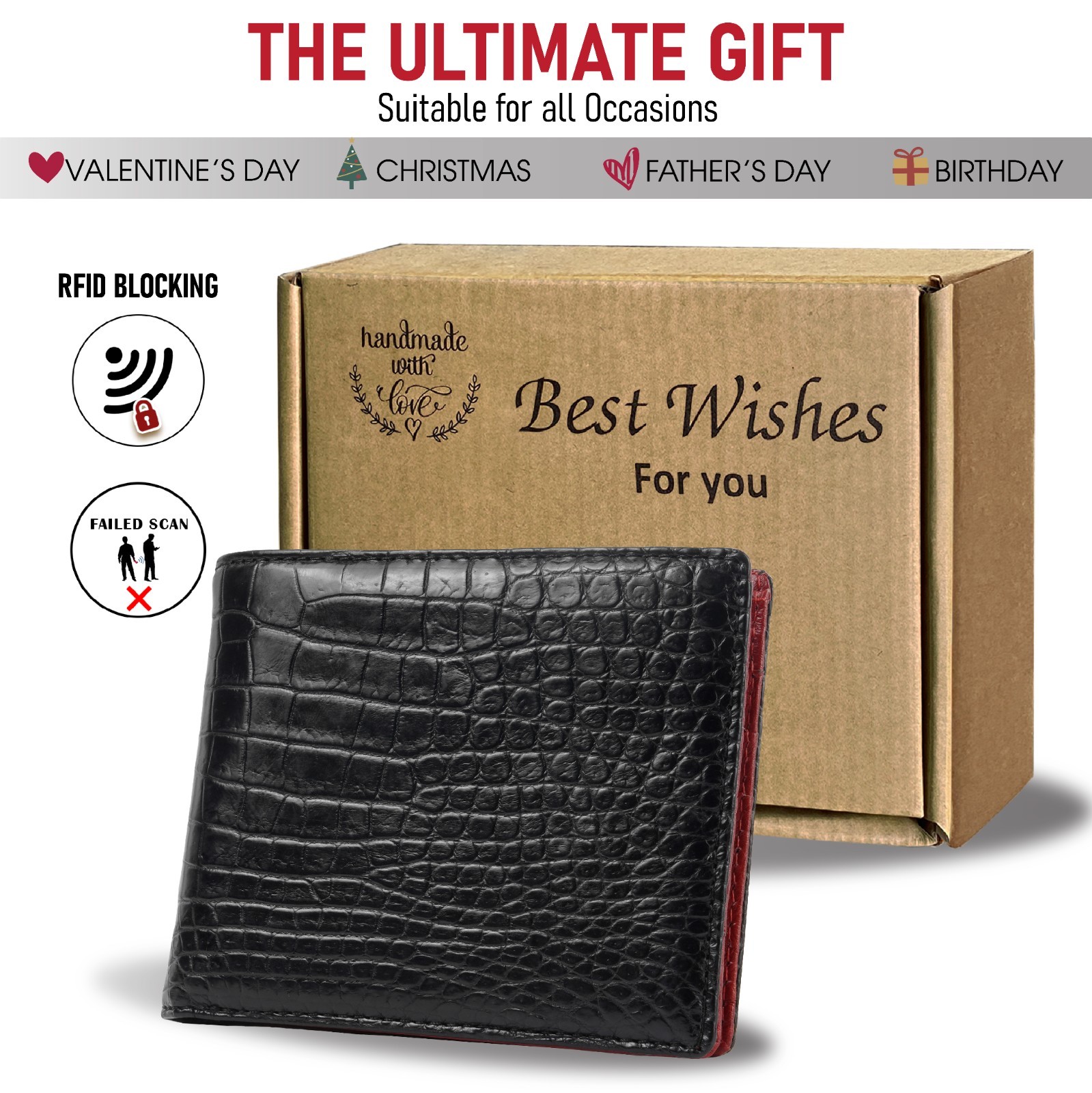 Luxury Crocodile Ostrich Leather Bifold Wallet For Men Real Exotic Skin Handmade