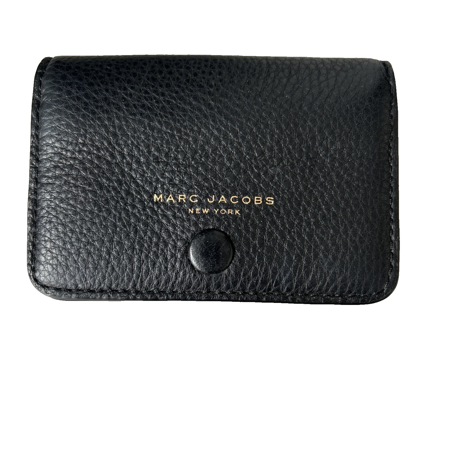 Marc Jacobs Card Case/Cardholder Black Leather Unisex 4.3″ x 3″ Snap Button