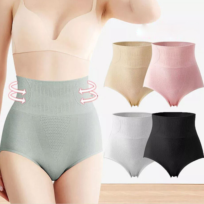 5 Pack Lot Womens High Waist Panties Underwear Full Coverage Tummy Control Brief