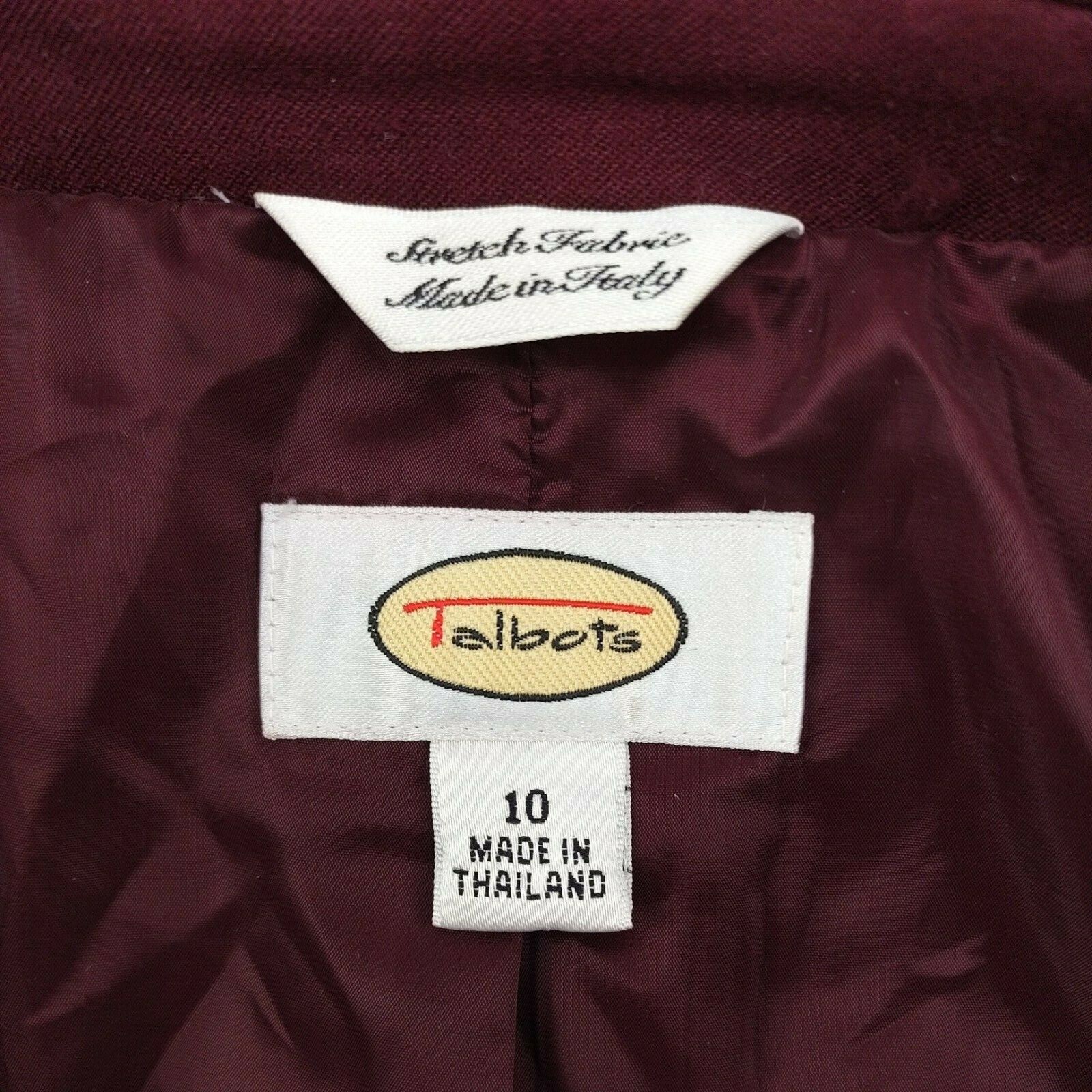 Talbots Stretch Fabric Wool Blend Jacket Blazer Red Women Size 10 2 Buttons Used