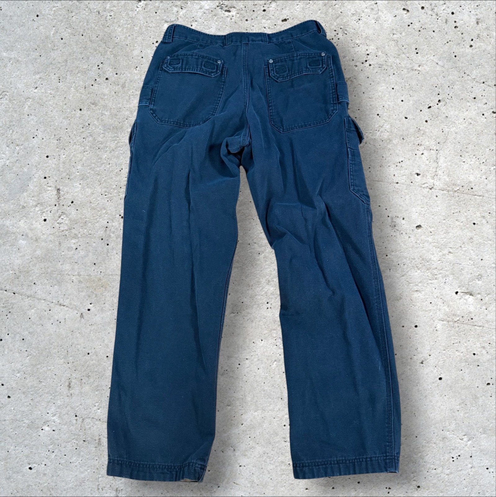 Duluth Trading Co Pants Mens 35×34 Blue Canvas Carpenter Cargo Workwear Work