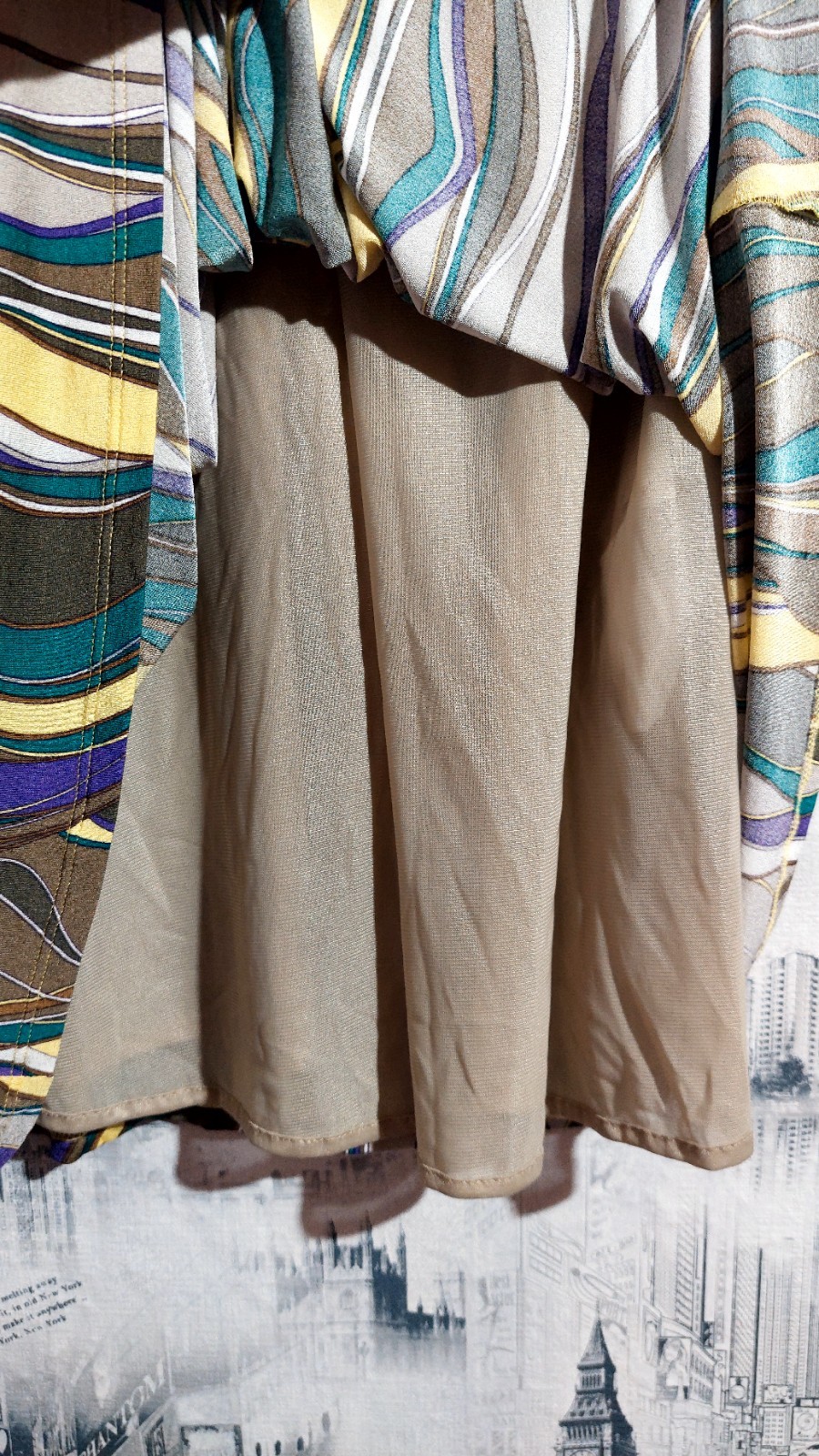 ​Max Mara Studio Vacillo Knotted Dress XL Abstract Swirl V-Neck Sleeveless Knee