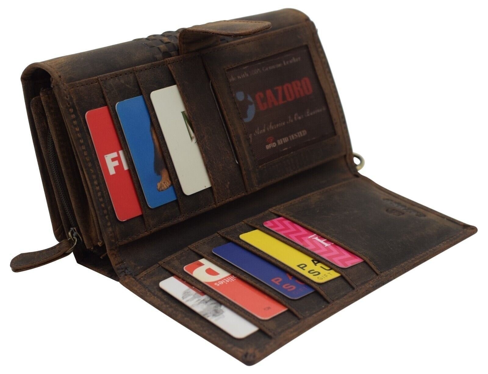 RFID Vintage Leather Large Clutch Purse Smartphone Hand Wristlet Women Wallet