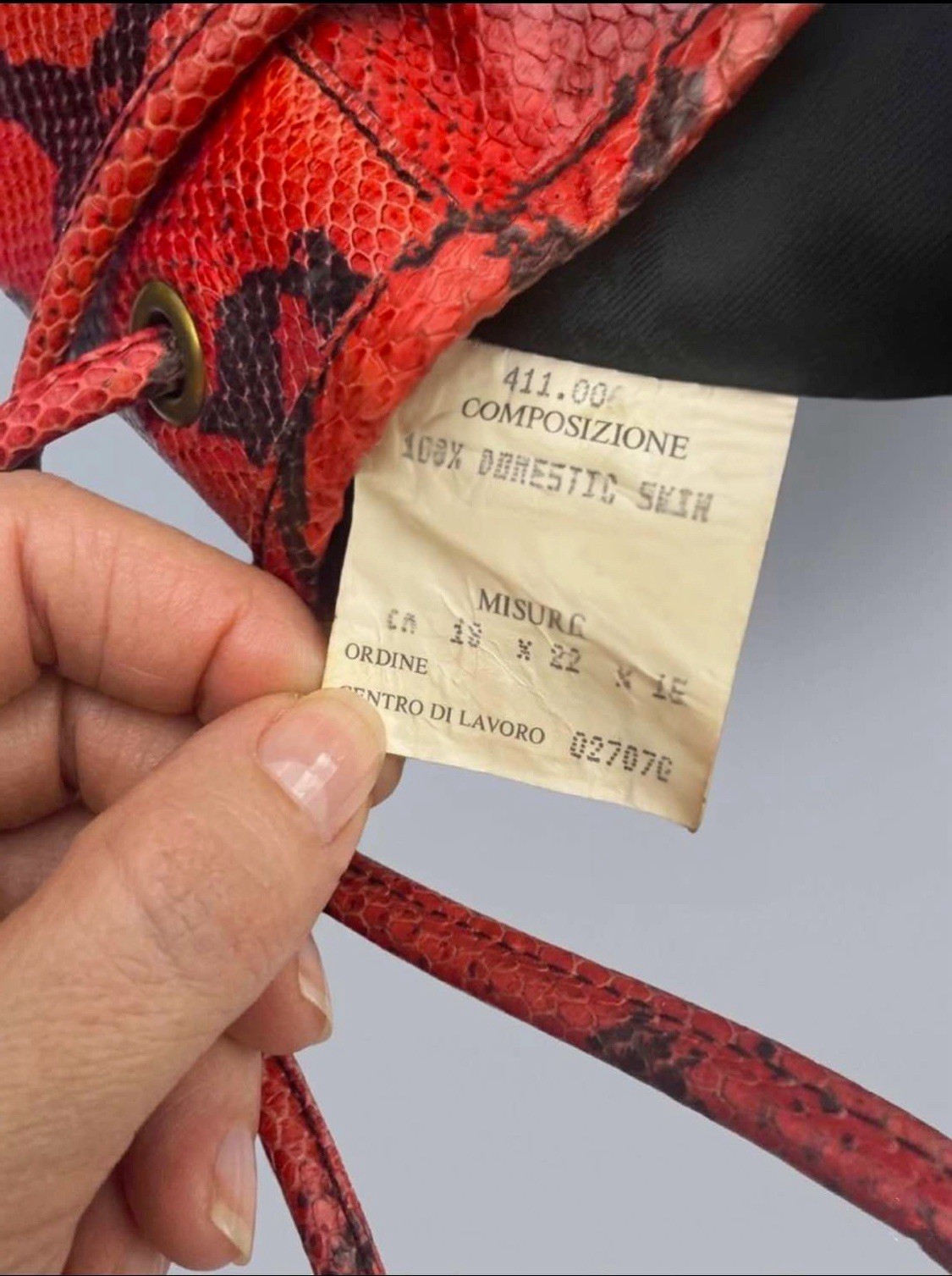 Vintage Moschino Redwall Convertible Bucket Bag Mini Backpack Snakeskin Embossed