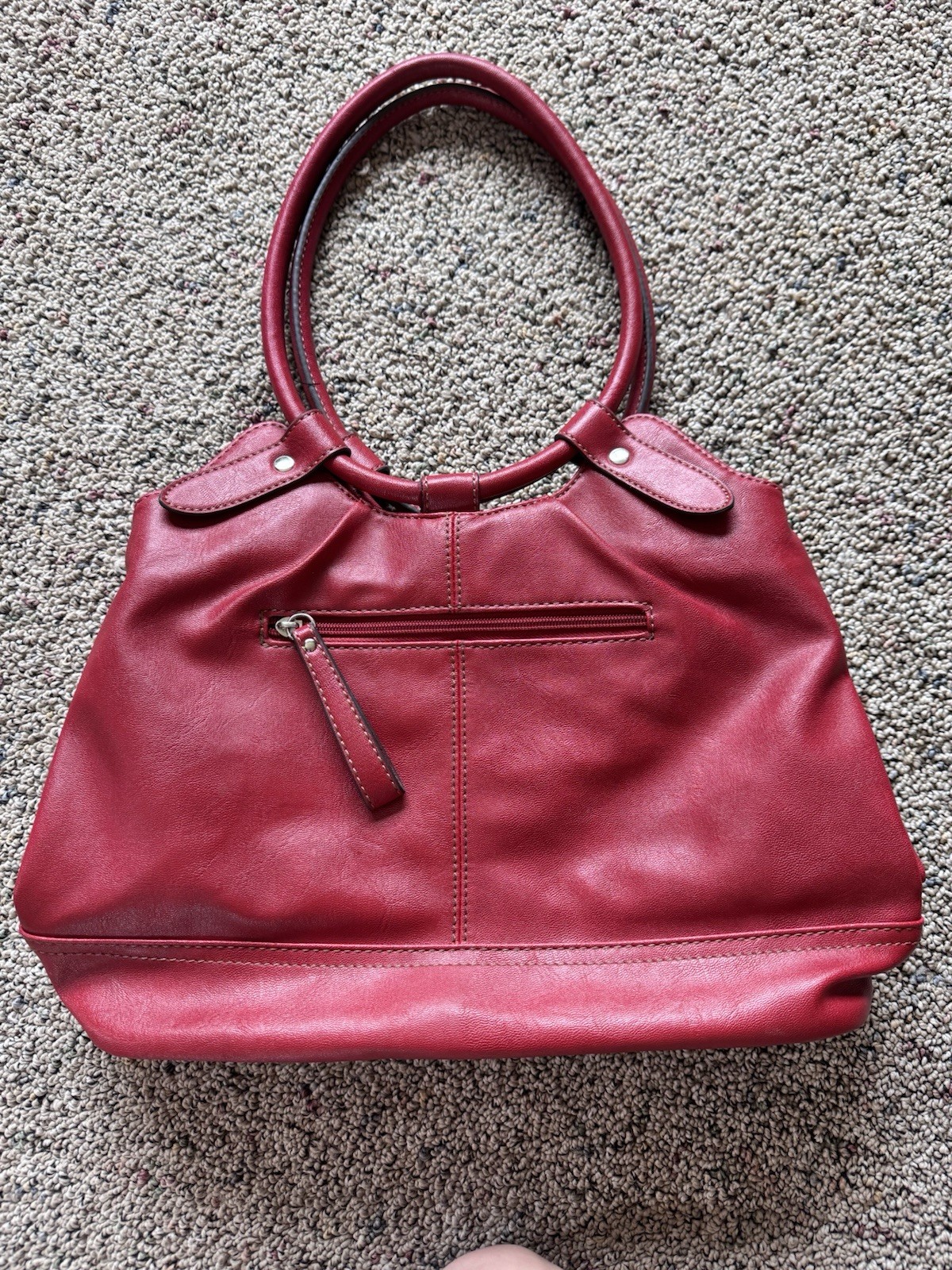 Relic Red Satchel Top Handle Bag Zip & Snap, Lined Pockets, Buckle, Silver