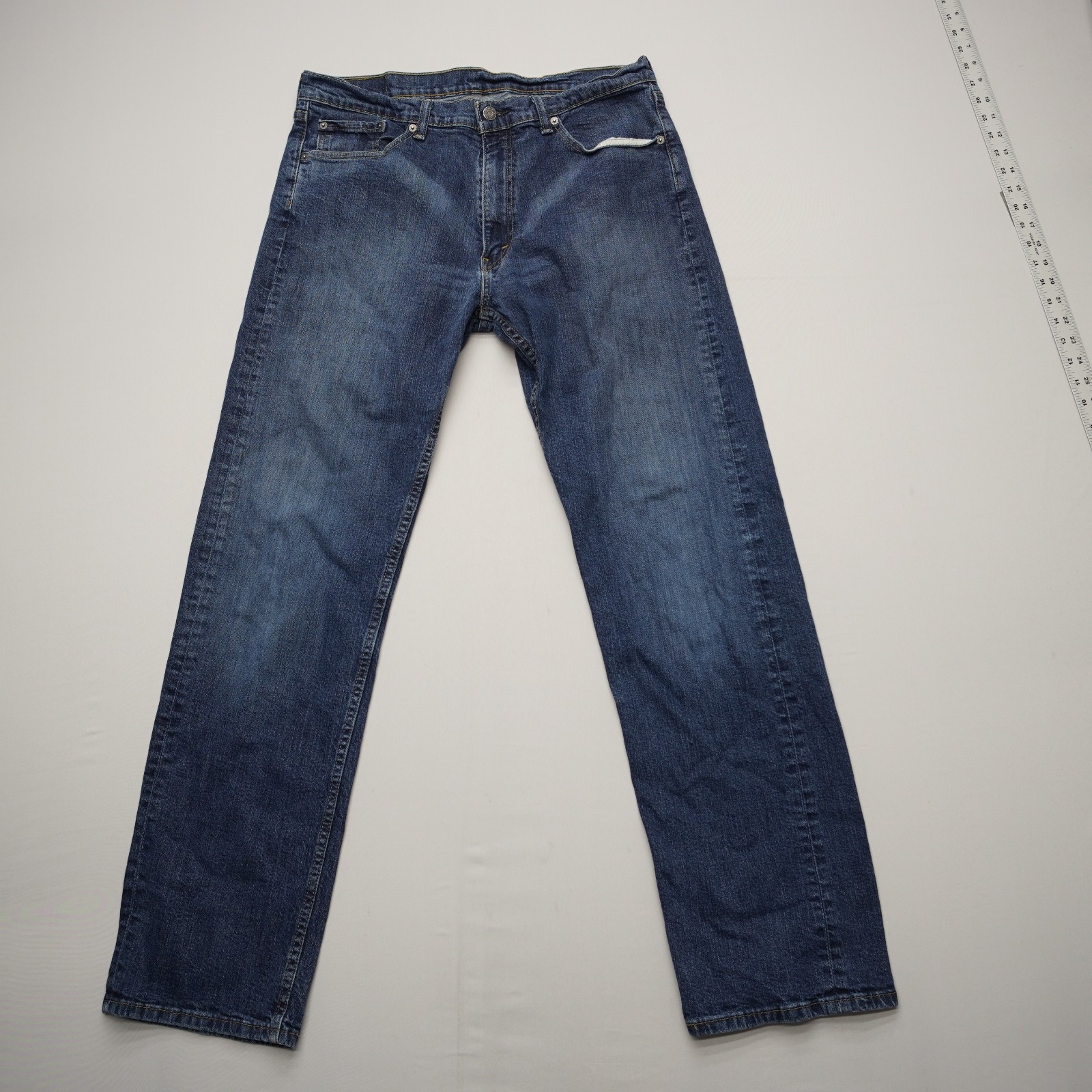 Levi’s Mens 505 Regular Fit Jeans Size 36 x 34 Dark Wash Stretch (35×32.5)