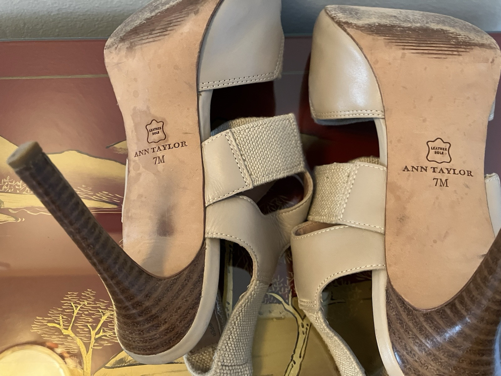 ANN TAYLOR shoes 7 stiletto Elastic Fabric & Leather
