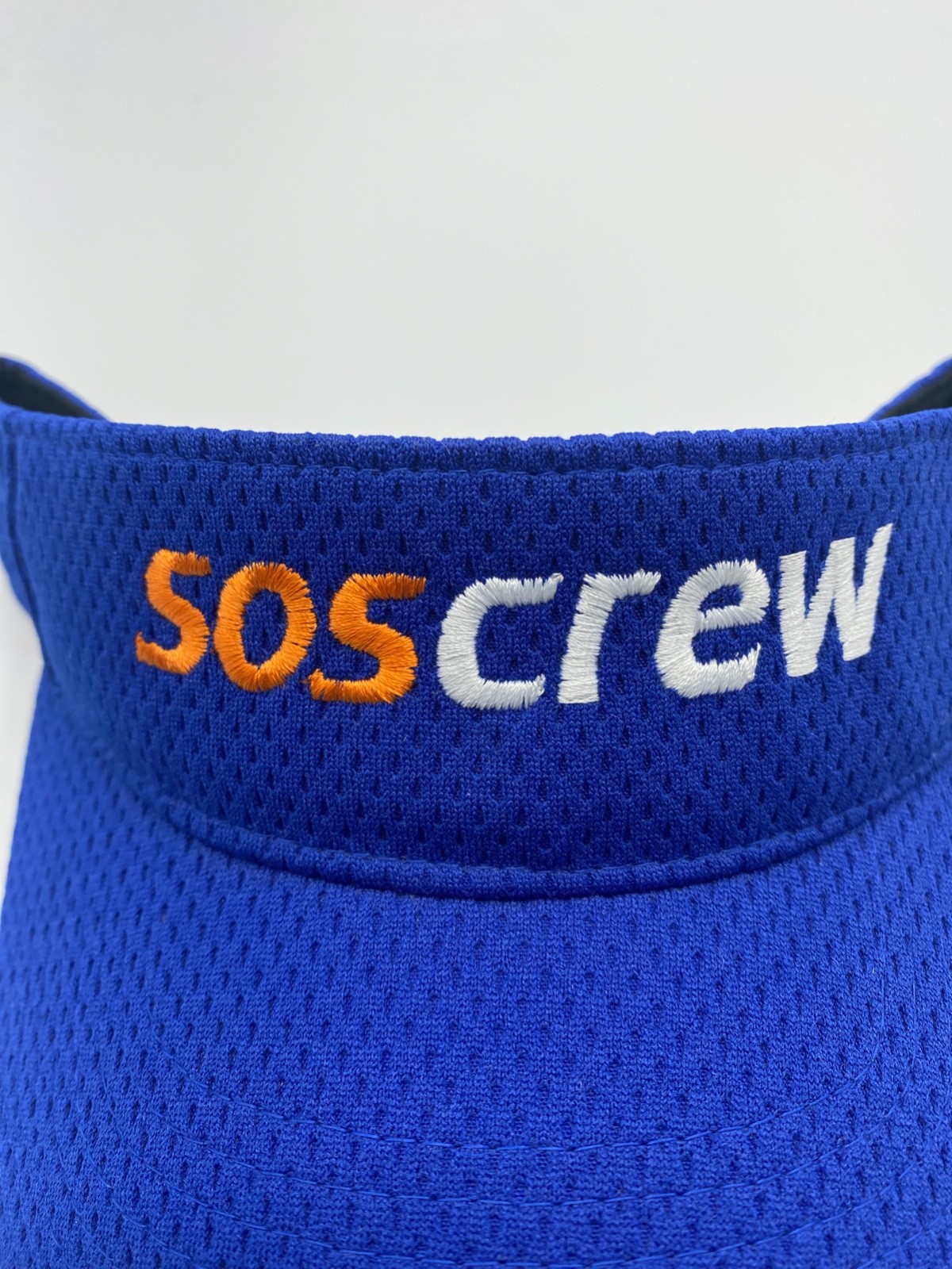 SOS Crew Blue Visor Hat Adjustable Logo Polyester Mesh Adult Outdoor Sun Sport