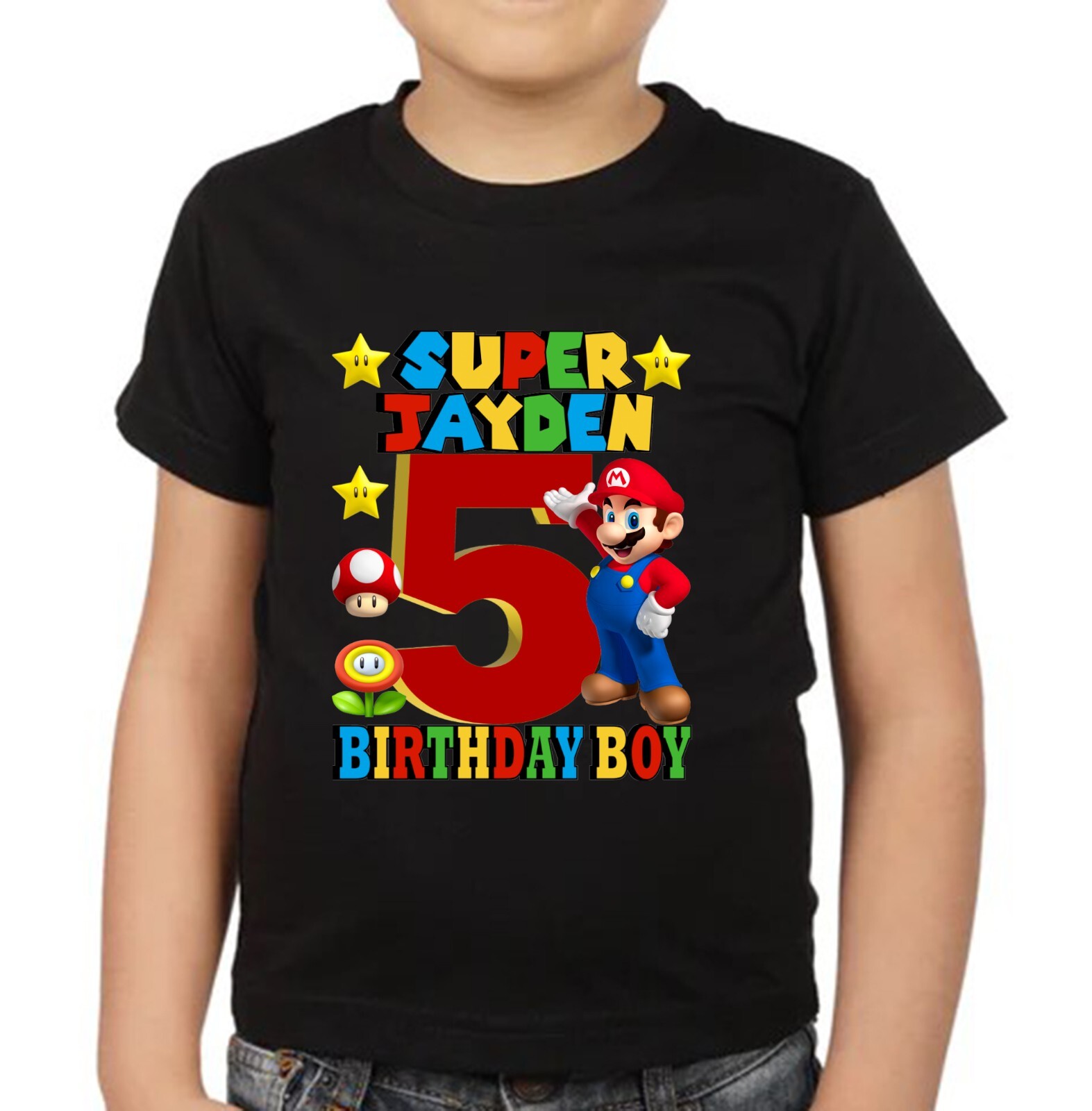 Personalized Super Mario Birthday Shirt, Super Mario Birthday Party Family Tee