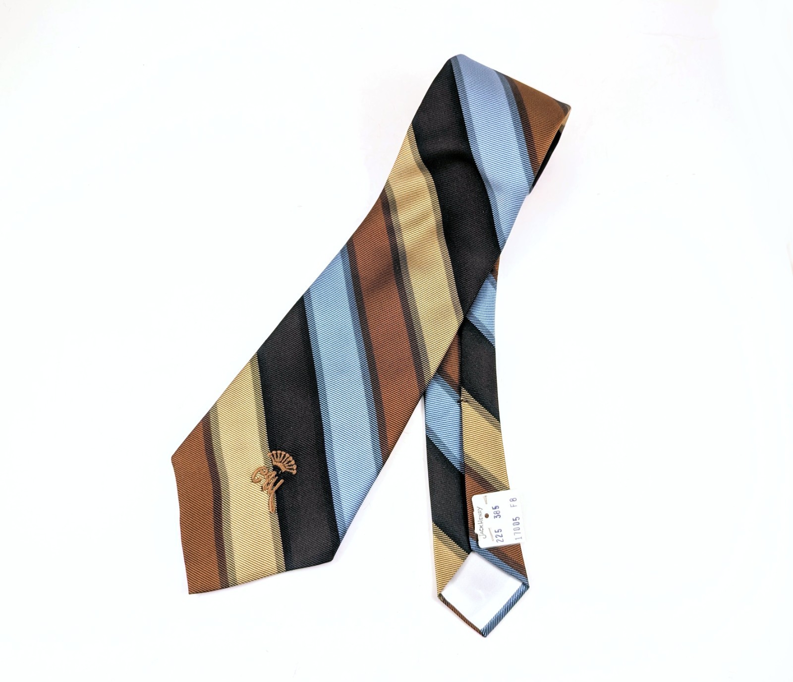 1970s COUNTESS MARA Necktie for Jack Henry Kansas City Vintage Blue Brown Stripe