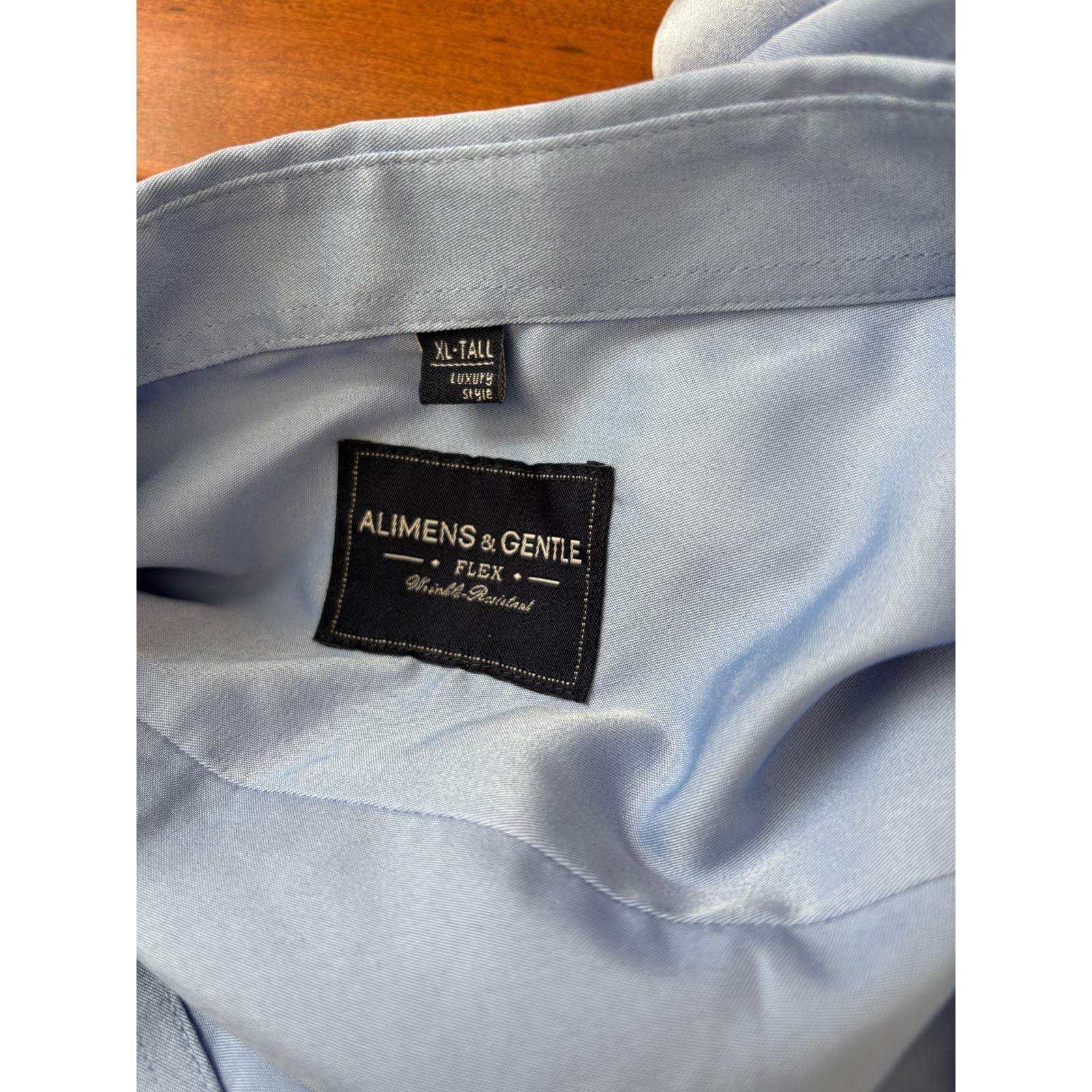 Alimens & Gentle Flex Light Blue Dress Shirt XL Tall Wrinkle Resistant Luxury
