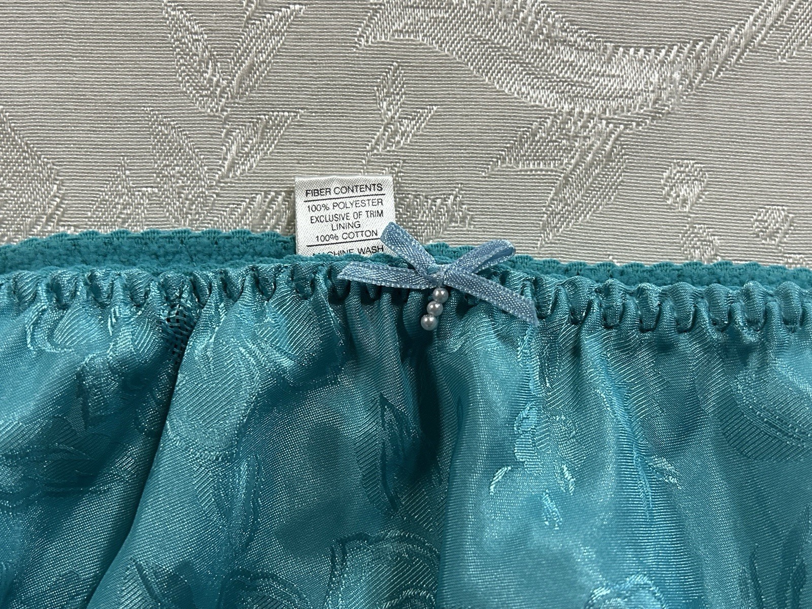 NWT Vtg NO EXCUSES Floral Shiny Satin 36C Bra Sz 7 Hi-Cut Panties Set
