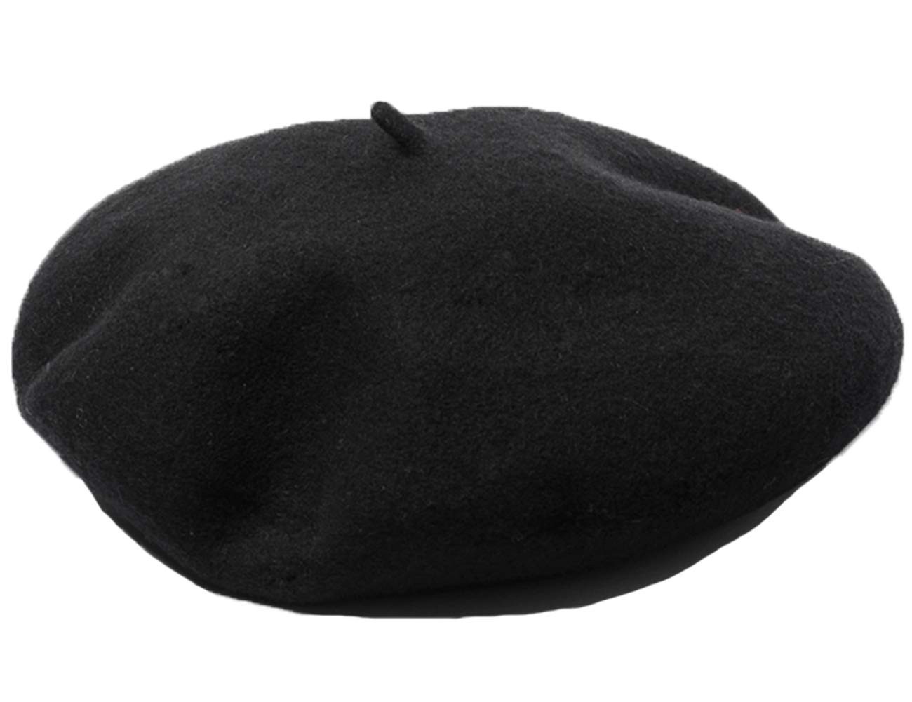 Men’s Unisex Adults Solid Color Wool Artist French Beret Hat Black