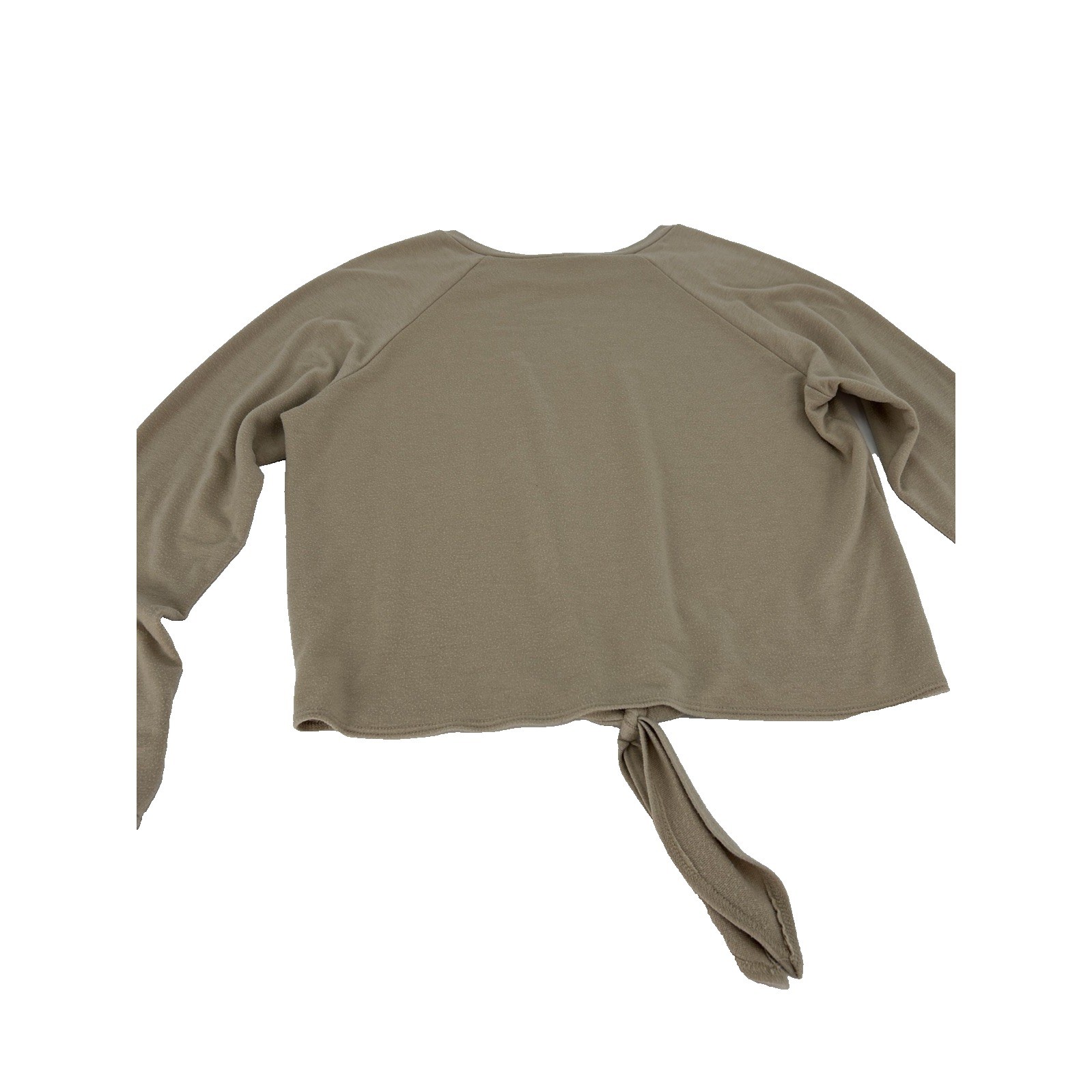 Windsor Womens L Taupe Tan Tie Front Raglan Long Sleeve French Terry Top 9804