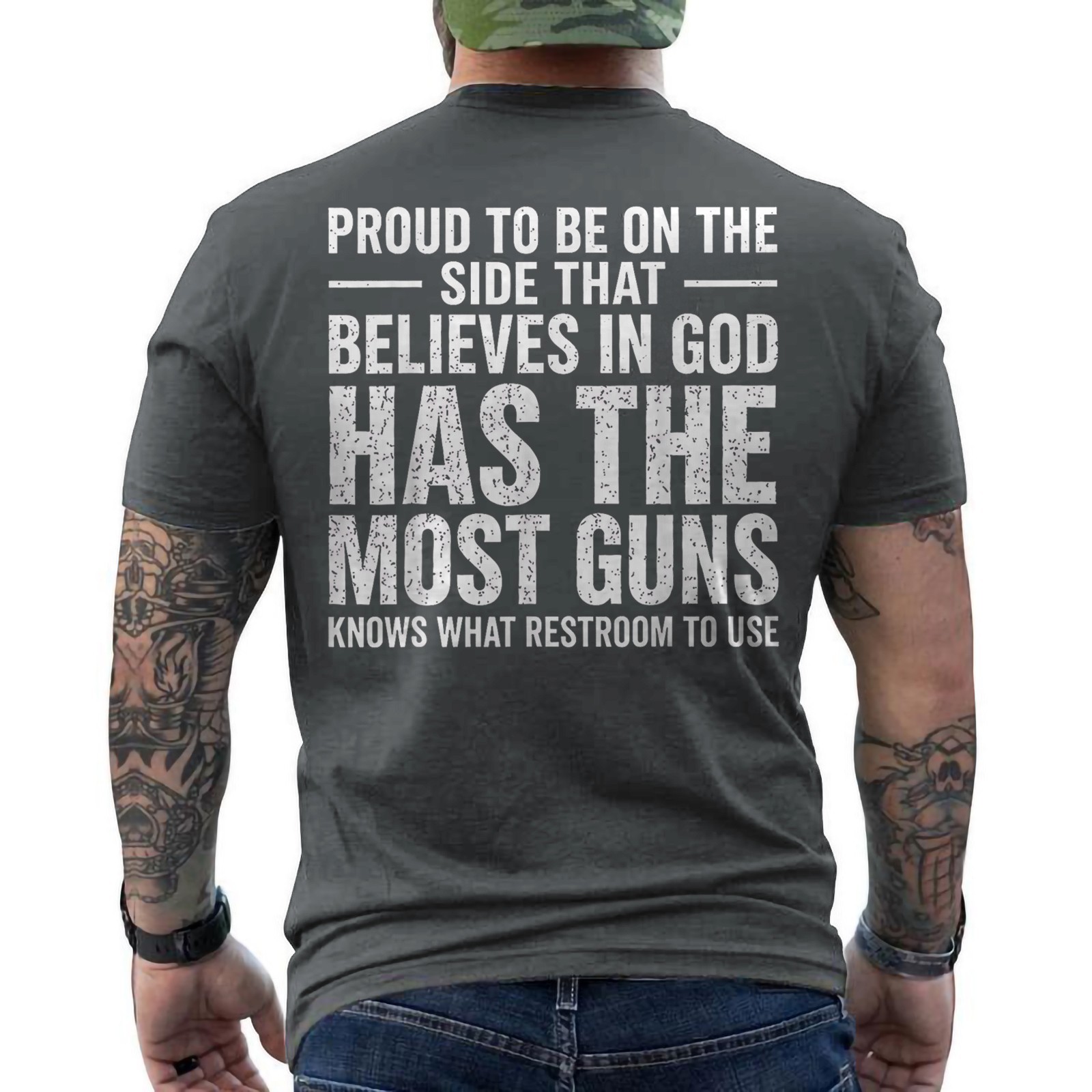 Funny Proud to Be On The Side that Believes in God ON BACK T-Shirt