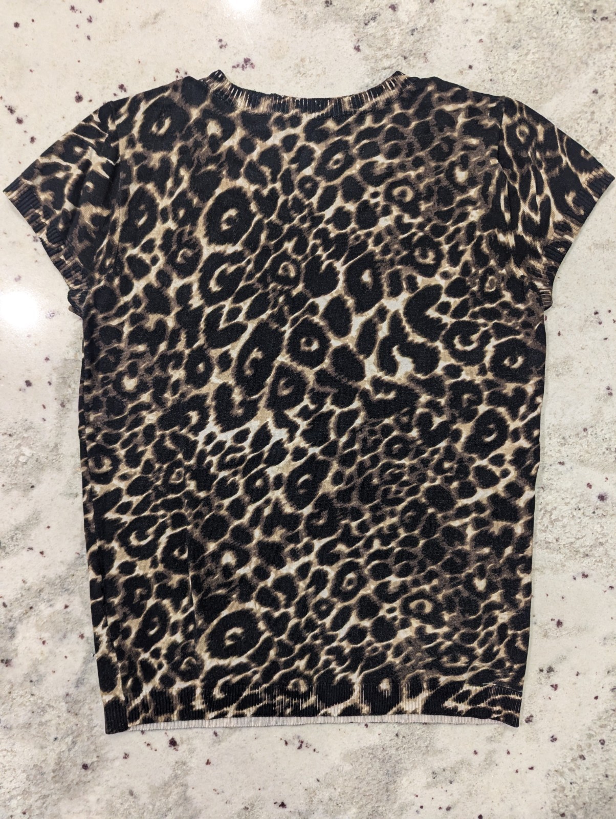Calvin Klein Womens XS Leopard Print Top Casual Everyday Staple Gorp Normcore