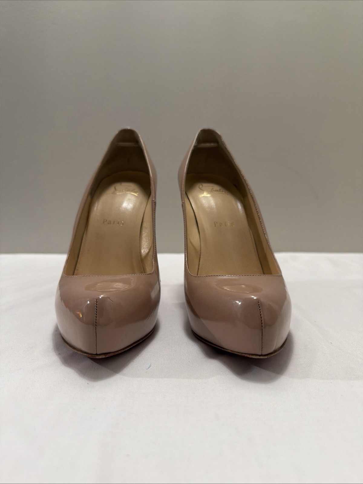 CHRISTIAN LOUBOUTIN Rolando 120mm Nude Patent Platform Pumps Size 39