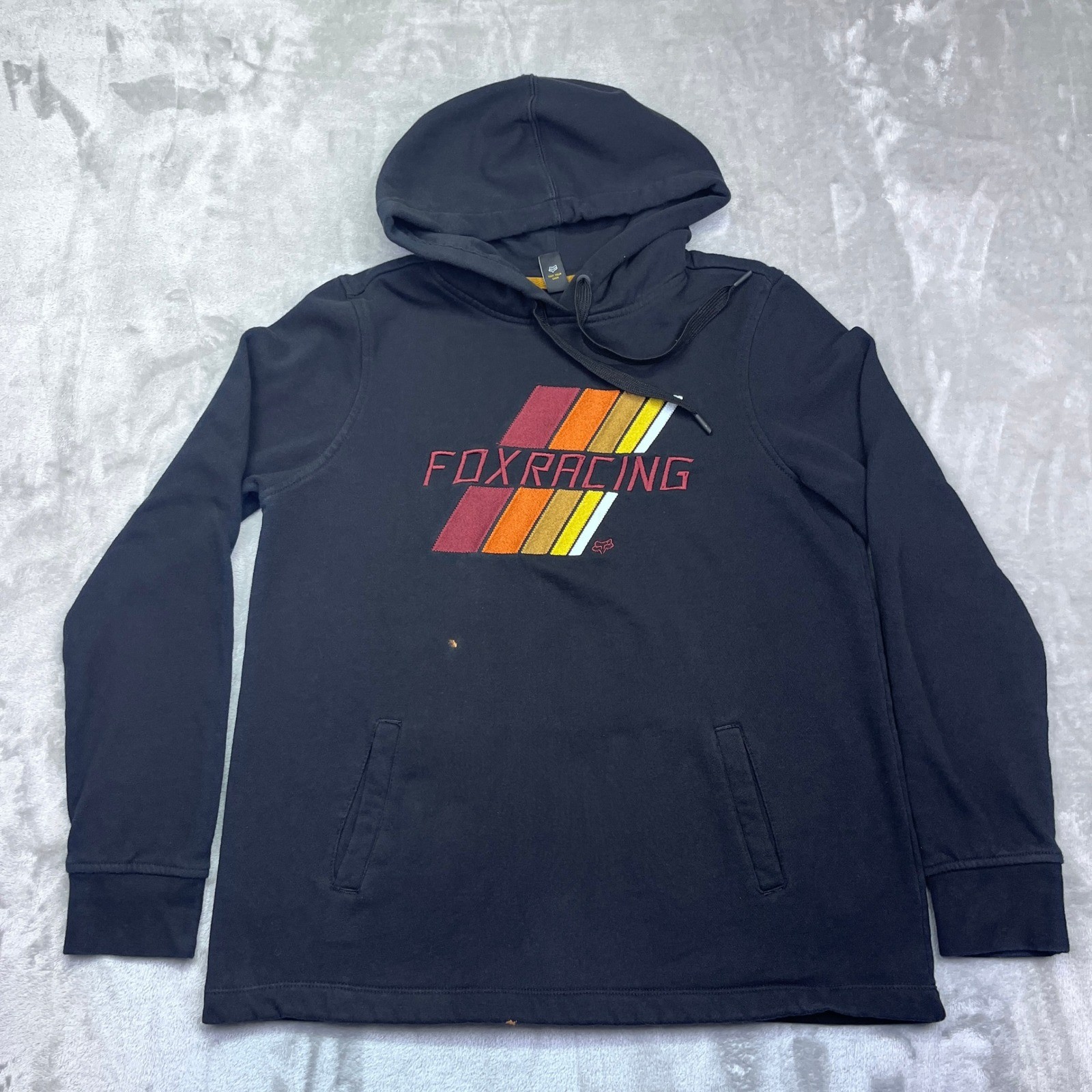FOX Racing Hoodie Pullover Sweatshirt Black Striped Graphic Mens/Women Sz M