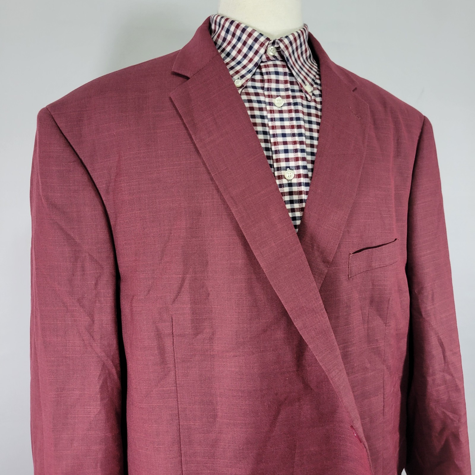 Lineage Men’s Sport Coat Blazer Two Button Burgundy Performance Stretch 56R