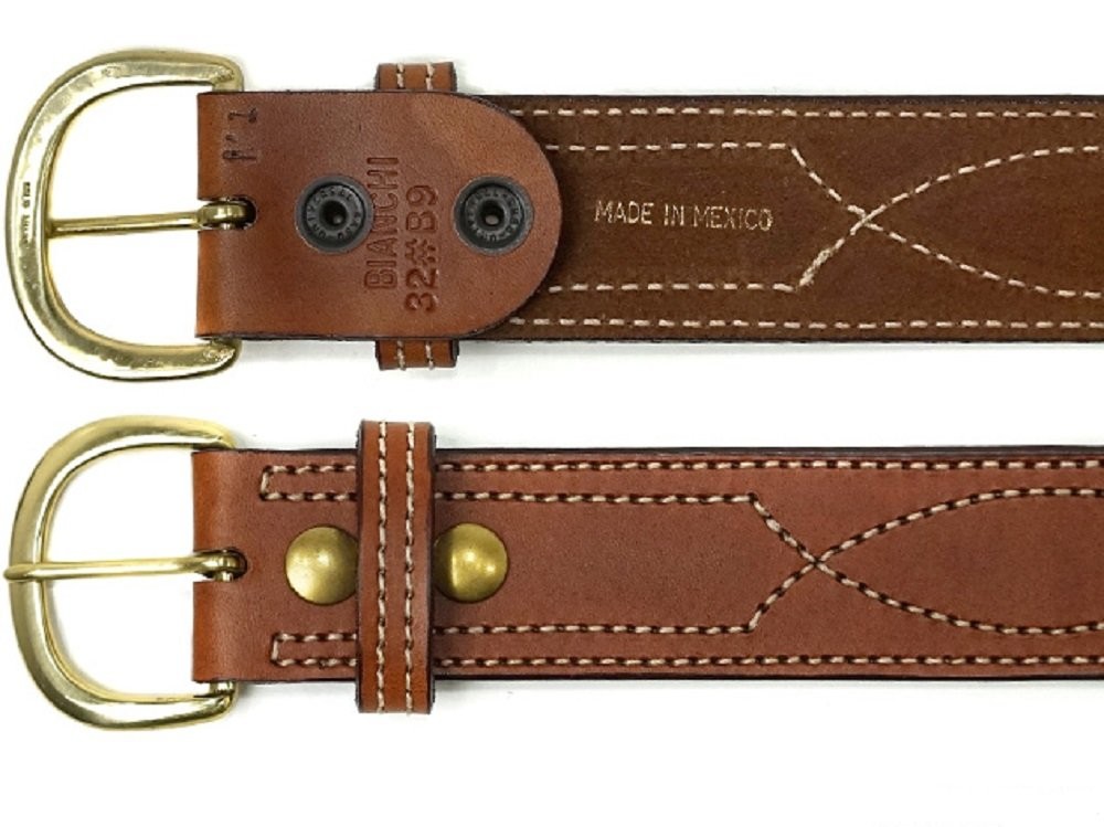 BIANCHI B9 Reversible Fancy Stitched Belt, Fits 1.75” (45mm) Belt Loops, Plain