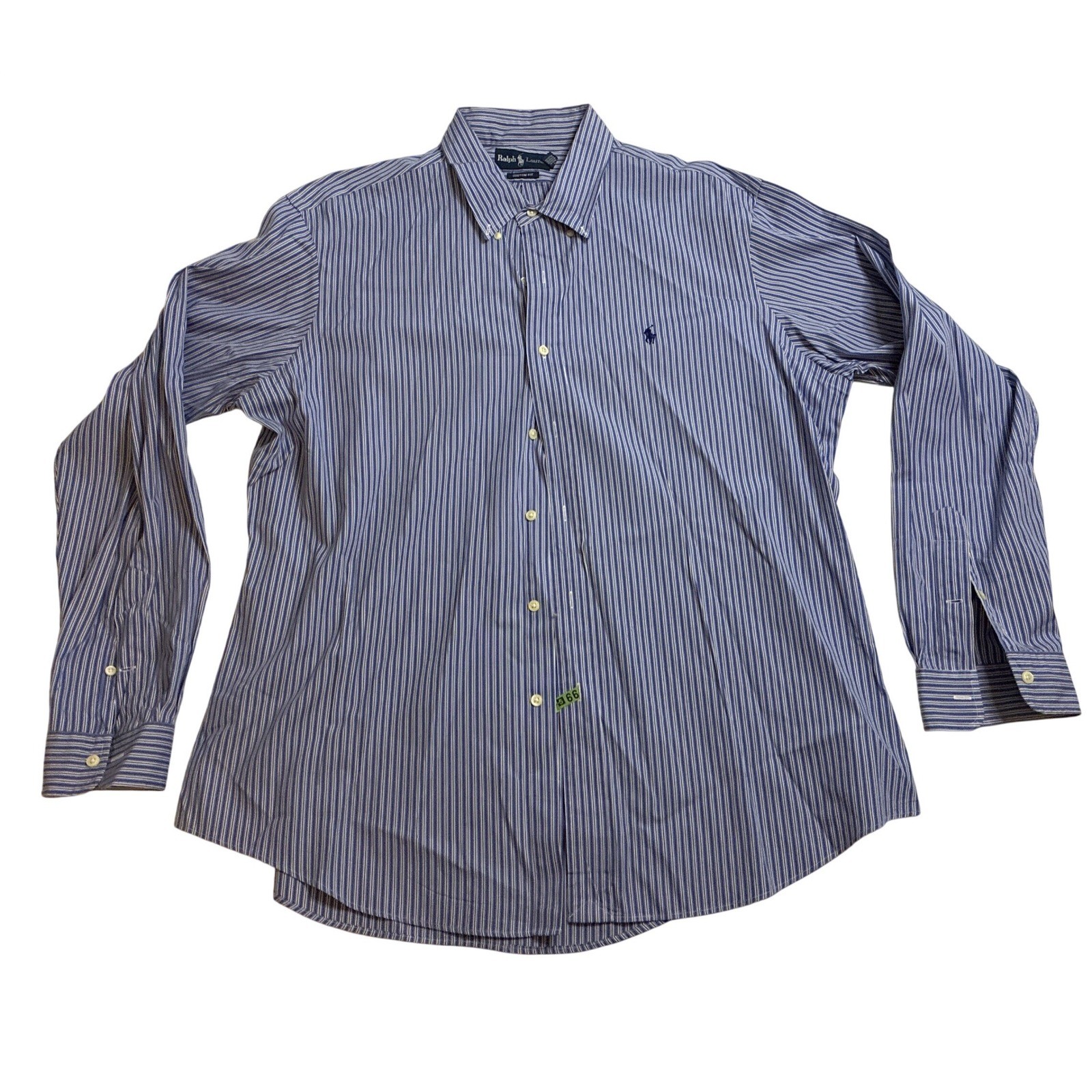 Ralph Lauren Mens XXL Custom Fit Striped Blue White Button Down Shirt