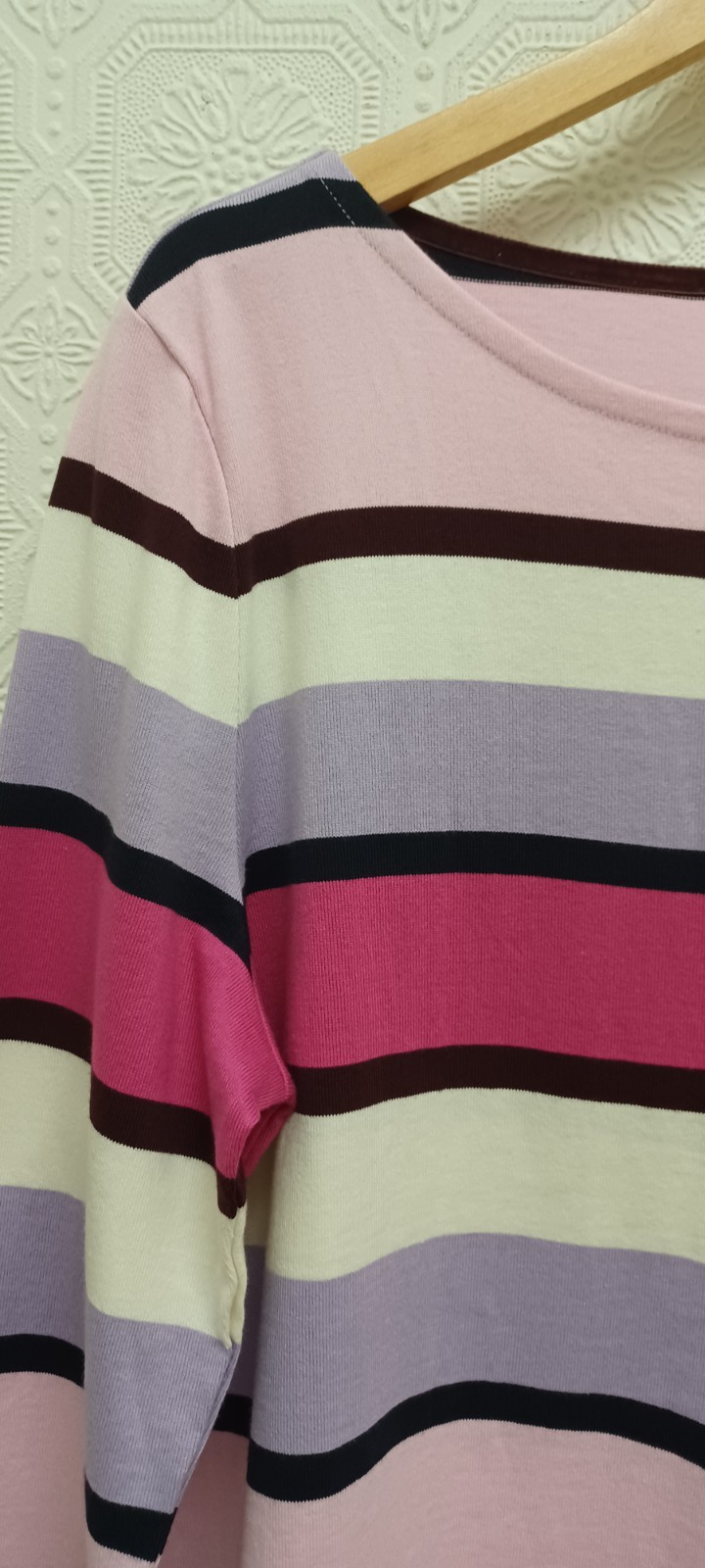 NWT Talbots 100% Cotton Pink & Purple Knit Long Sleeve Blouse Size Extra Large