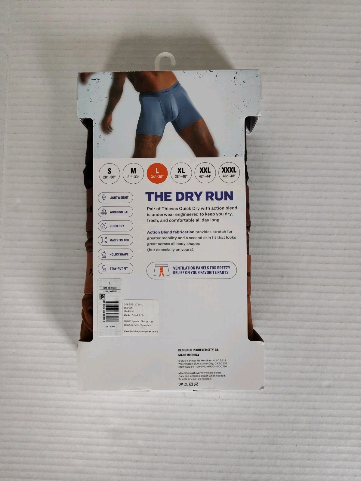 Pair of Thieves Men’s Quick Dry Boxer Briefs 3pk Size L(34-36″) Action Blend