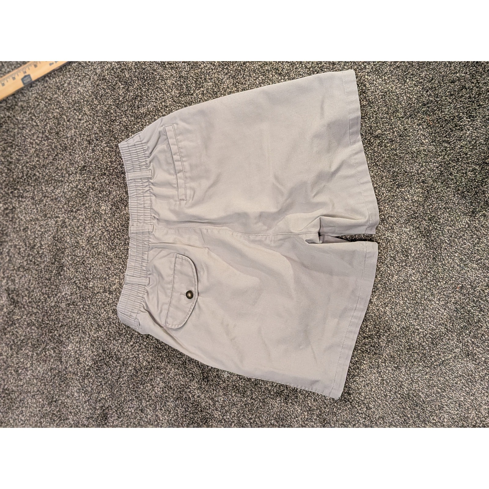 Towncraft Mens Light Gray Elastic Waist Easy Care Stain Release Chino Shorts 32W
