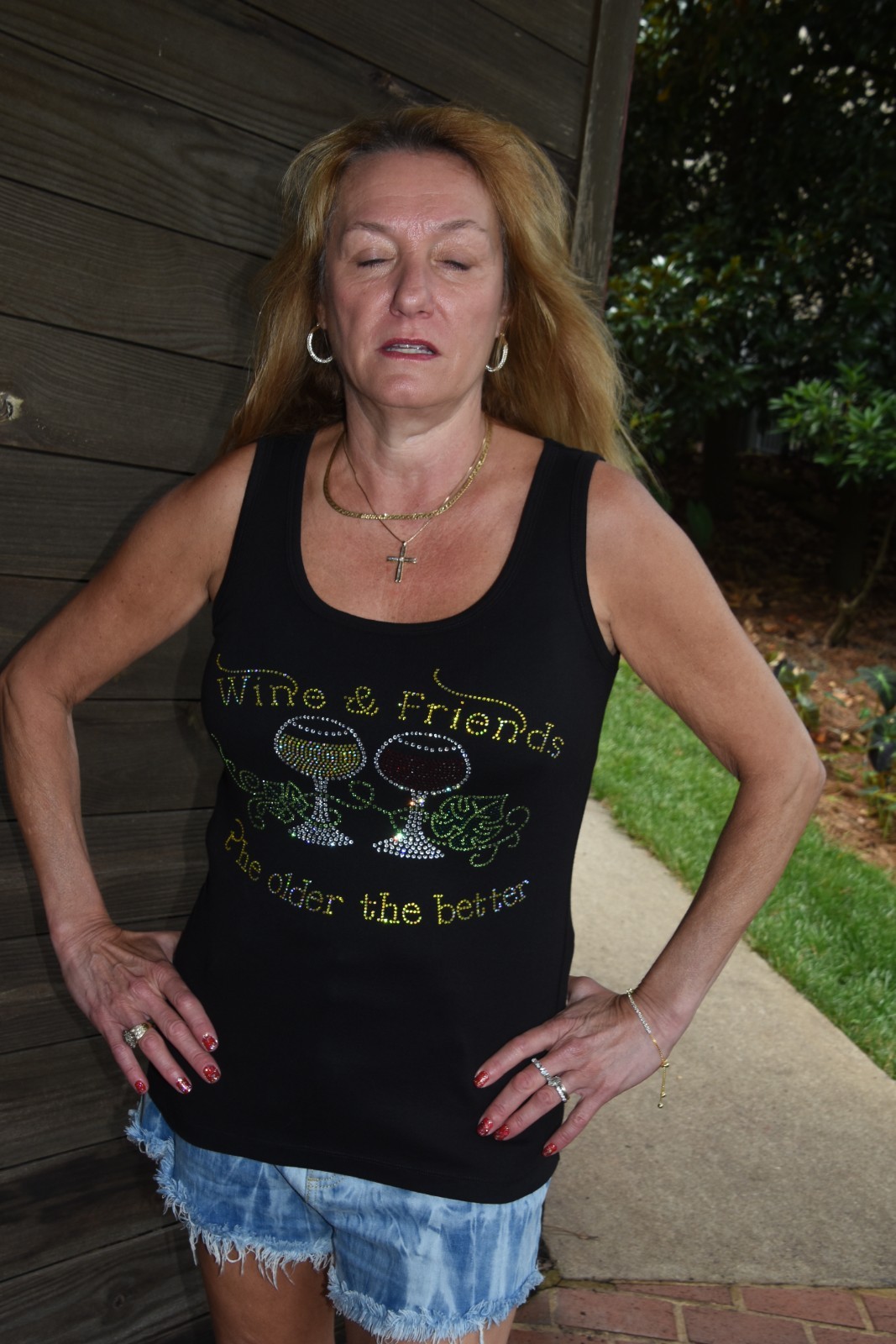 Wine & Friends rhinestone bling shirt or tank XS S M L XL XXL 1X 2X 3X 4X 5X