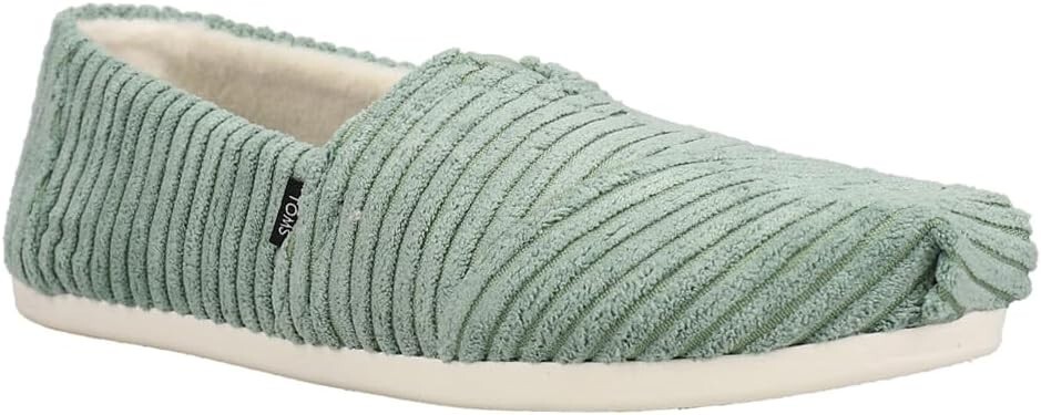 TOMS Women’s Alpargata Recycled Cotton Canvas Loafer Flat Black & Dark ivy Wide