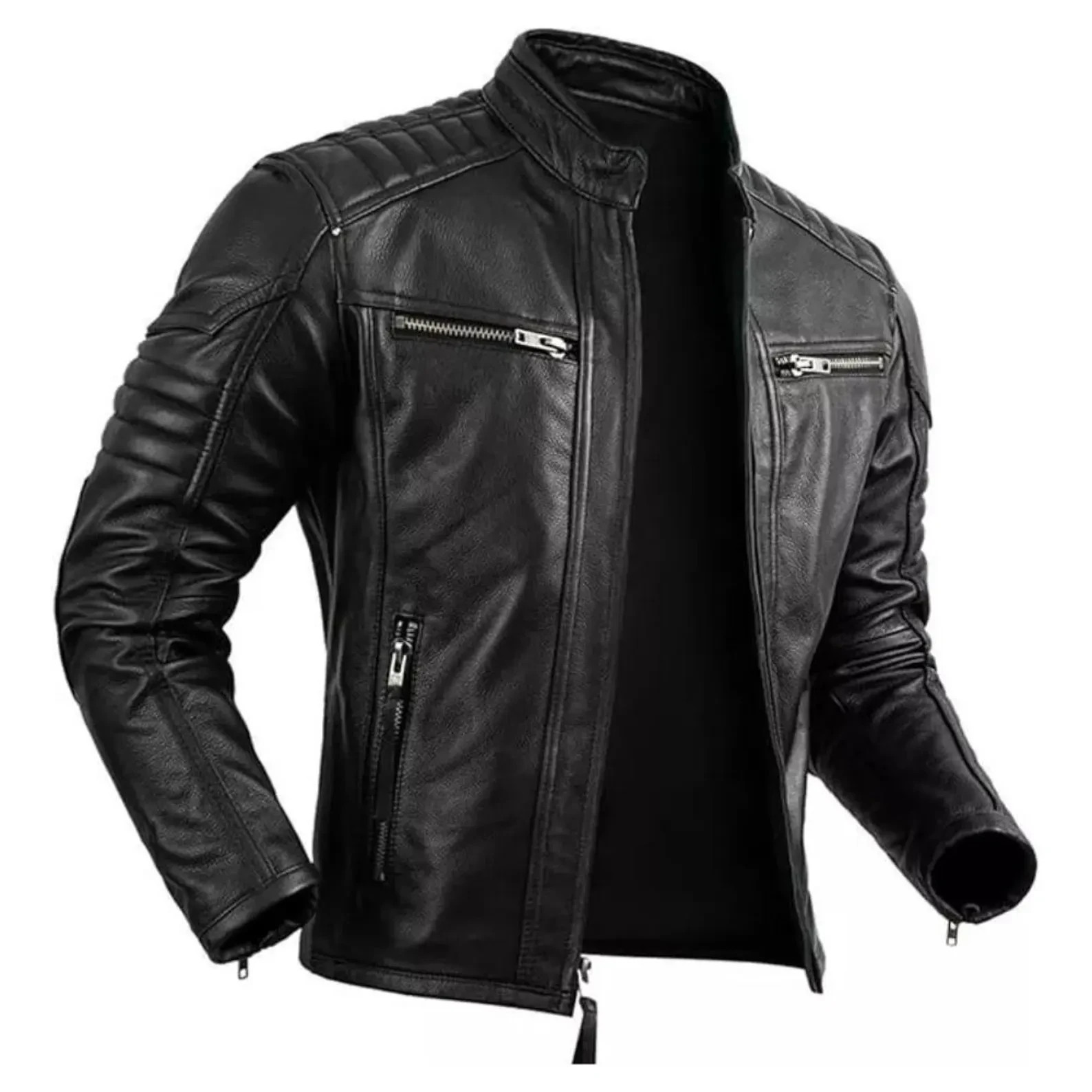 Men’s Distressed Brown & Black Leather Biker Jacket | Motorcycle Jacket for Men