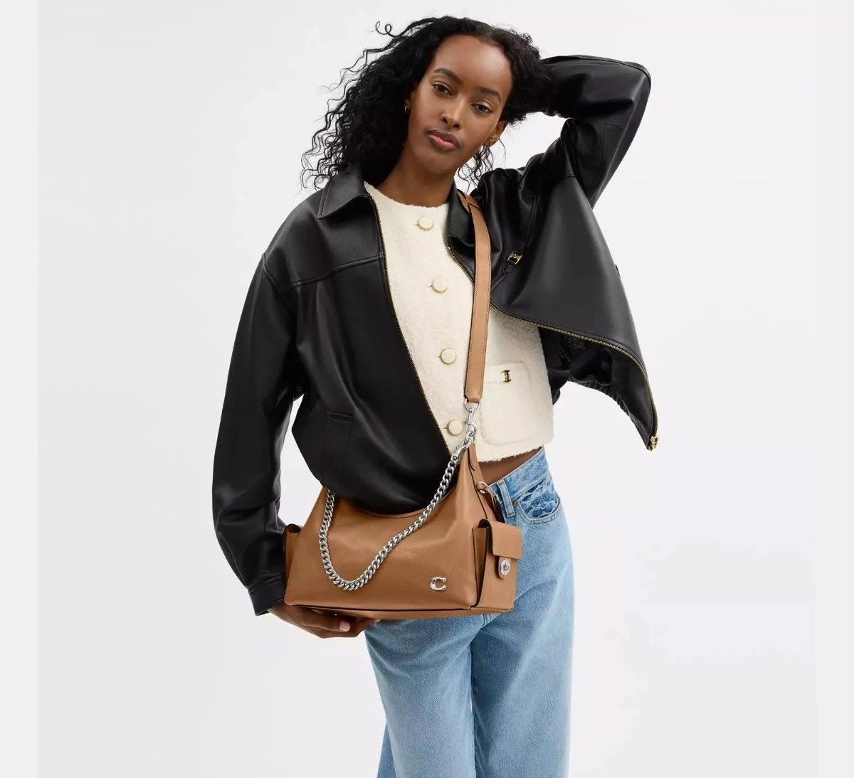 COACH Couch CAM20 Pocket Juliet Bag 30 Shoulder Bag Honey Brown