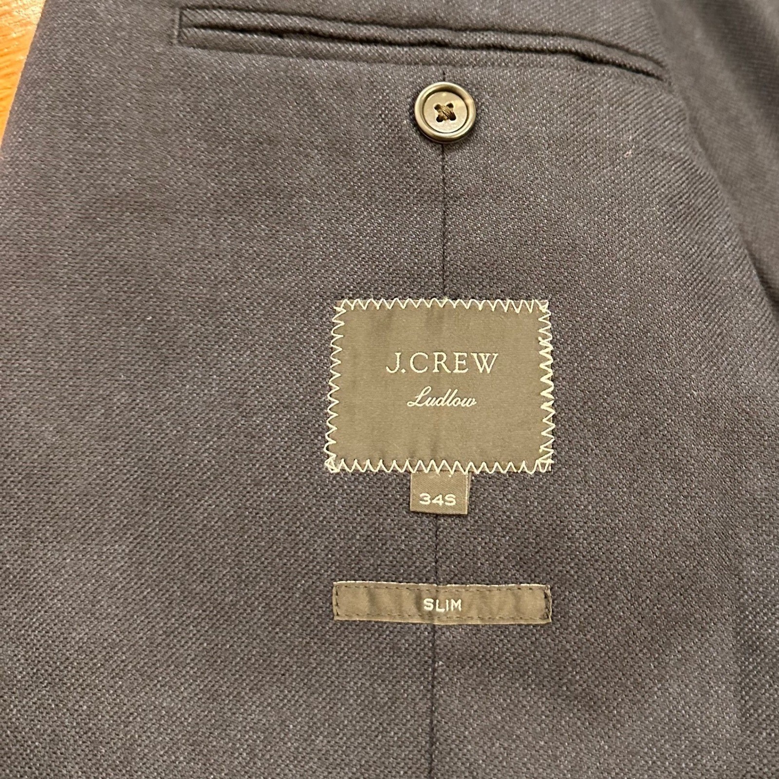 J.Crew Ludlow Blazer Mens 34S Slim Navy Moon Worsted Wool Cotton Unstructured