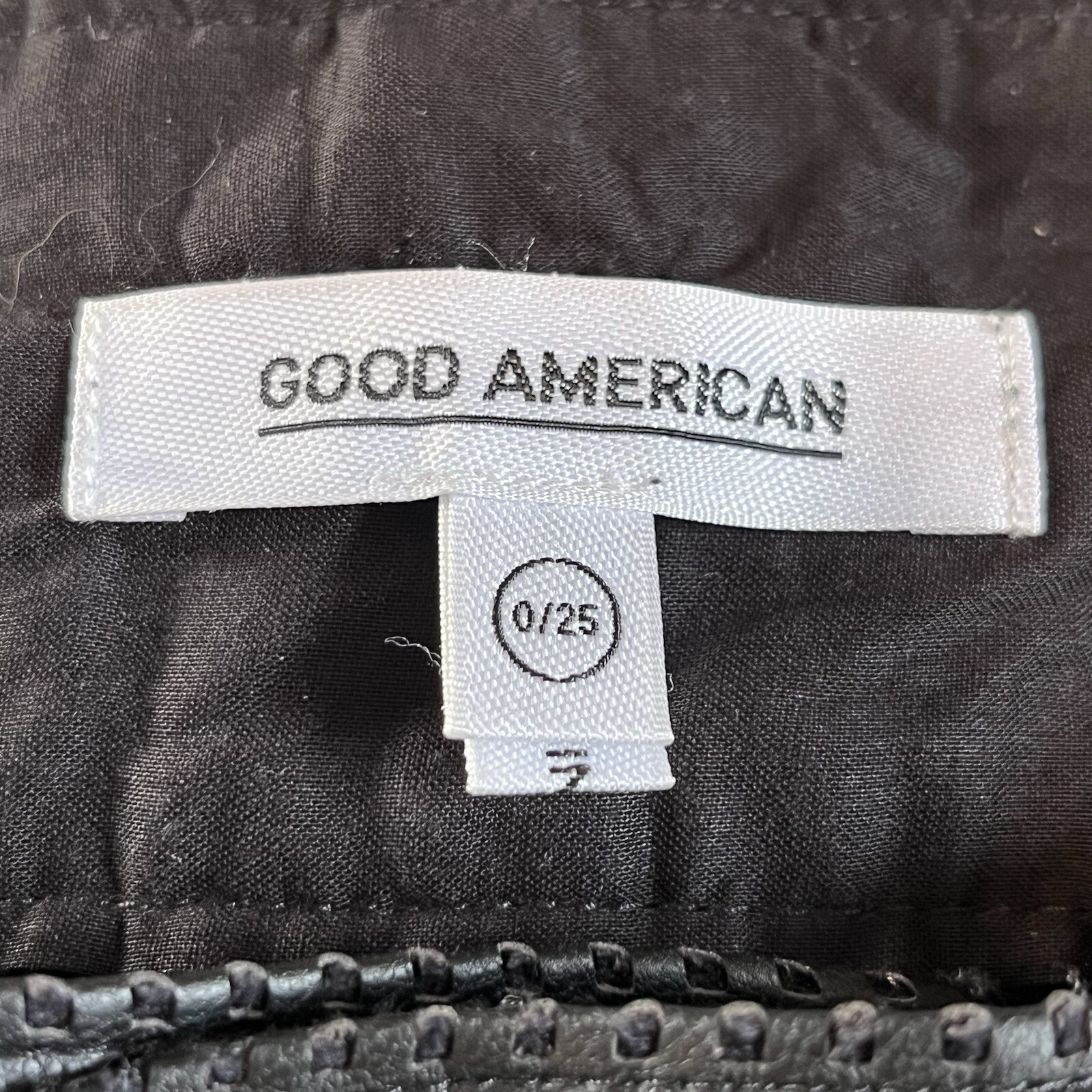 Good American Faux Leather Belted Vented Pants Womens Size 0 Black Stretch